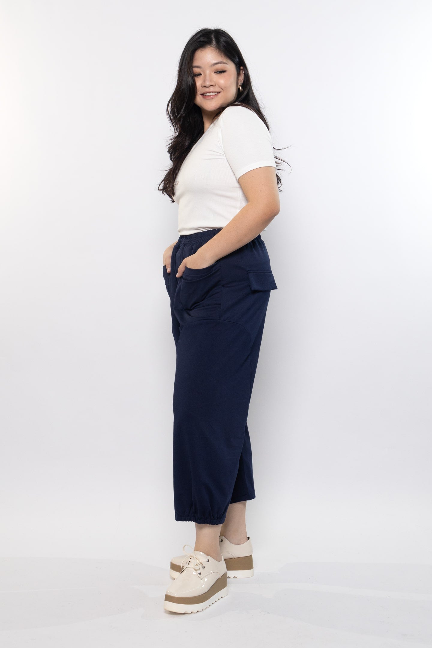 Bei Culottes Pants in Navy Blue