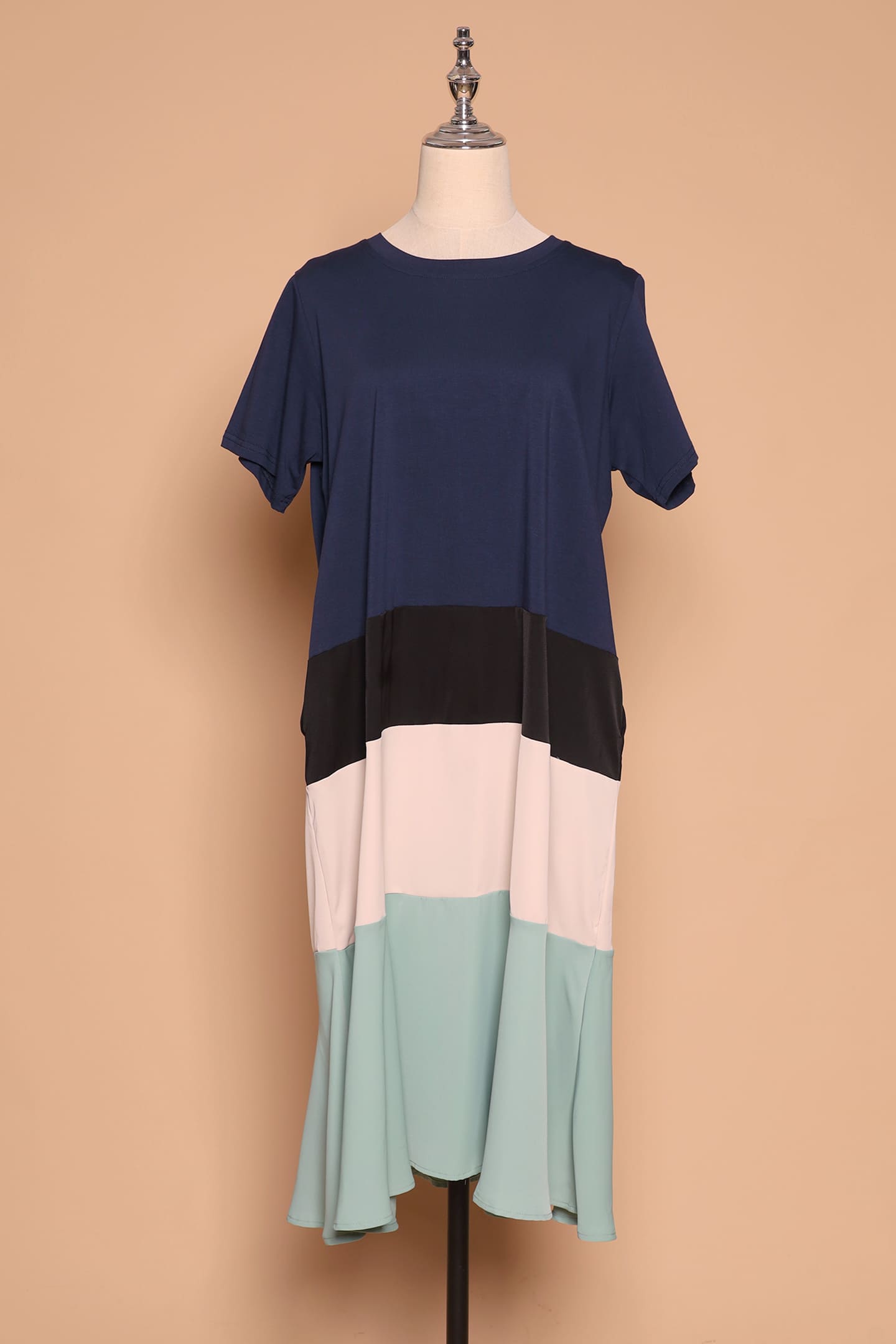 PO - Ivon Colourblock Dress in Blue