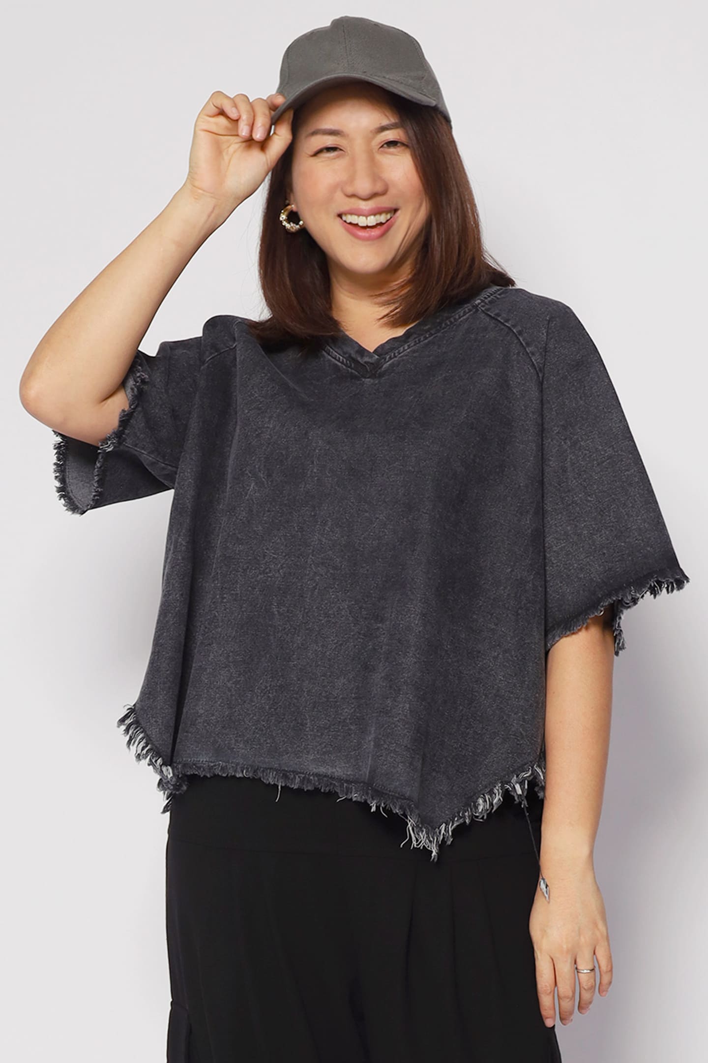 PO - Johan Fringe Top in Black Denim