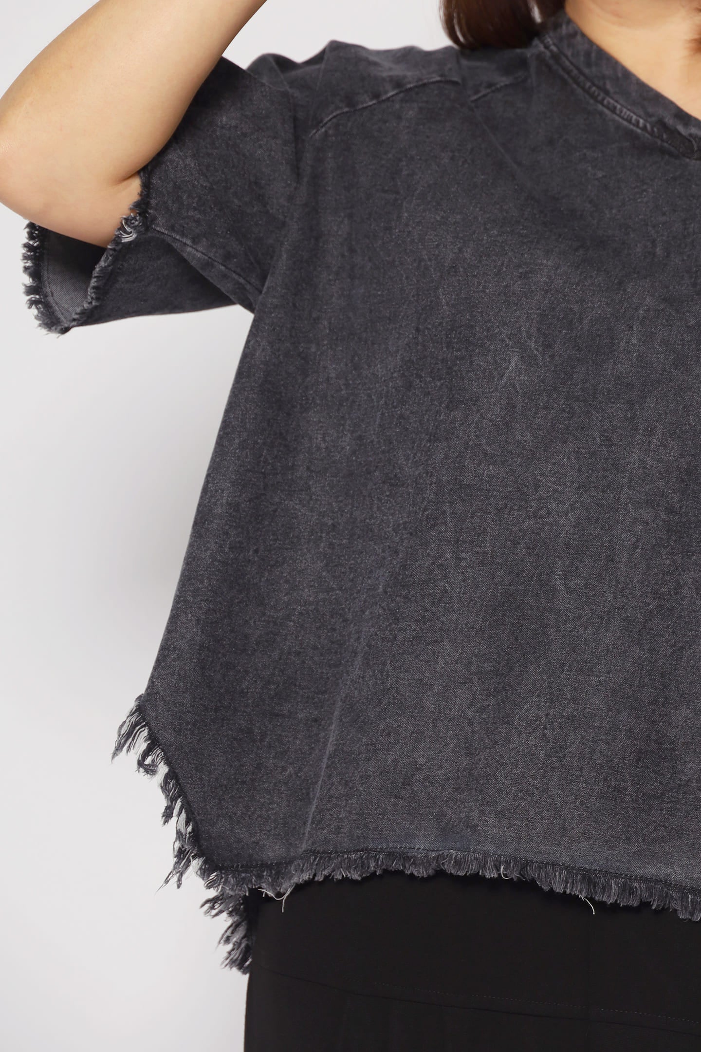 PO - Johan Fringe Top in Black Denim