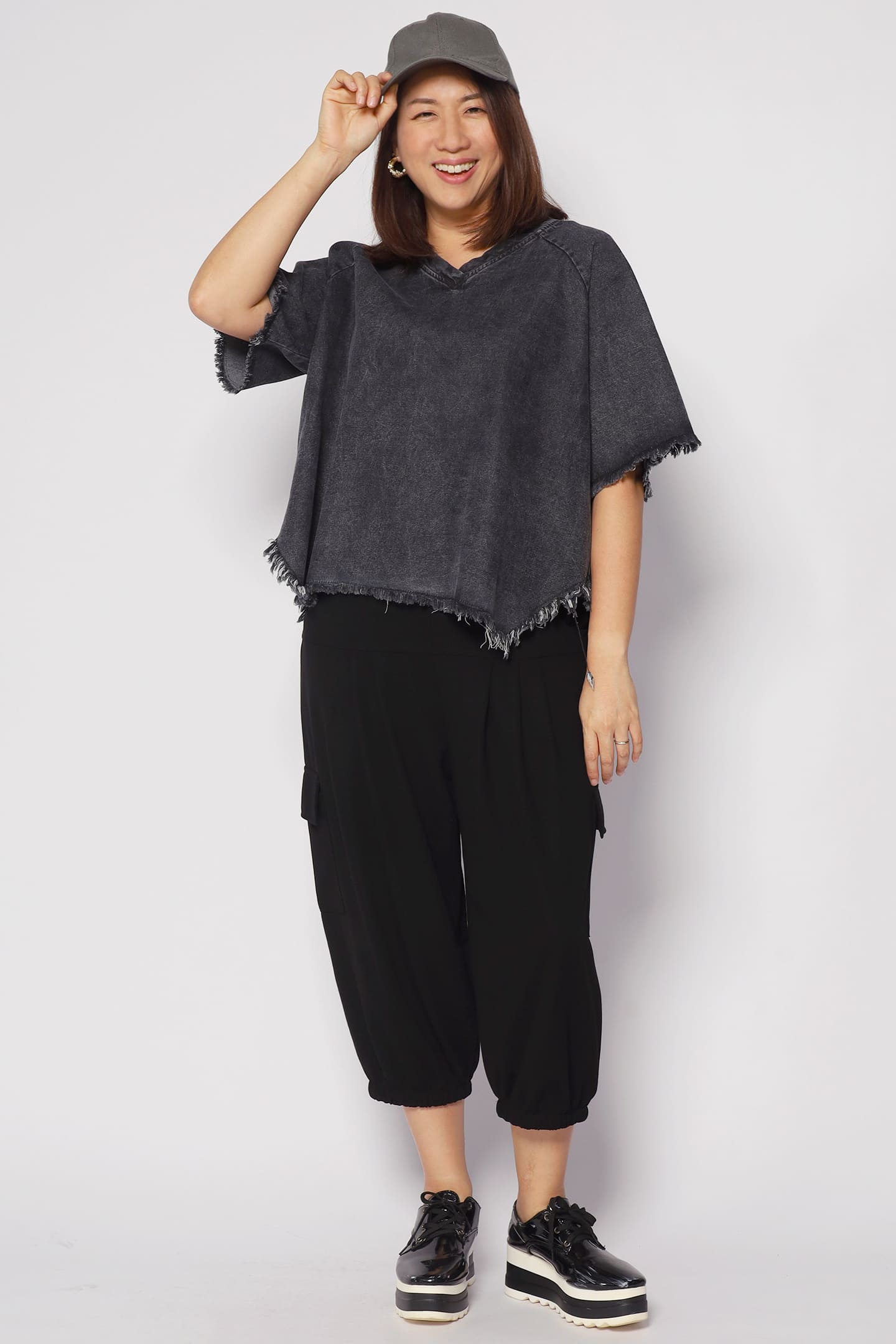 PO - Johan Fringe Top in Black Denim
