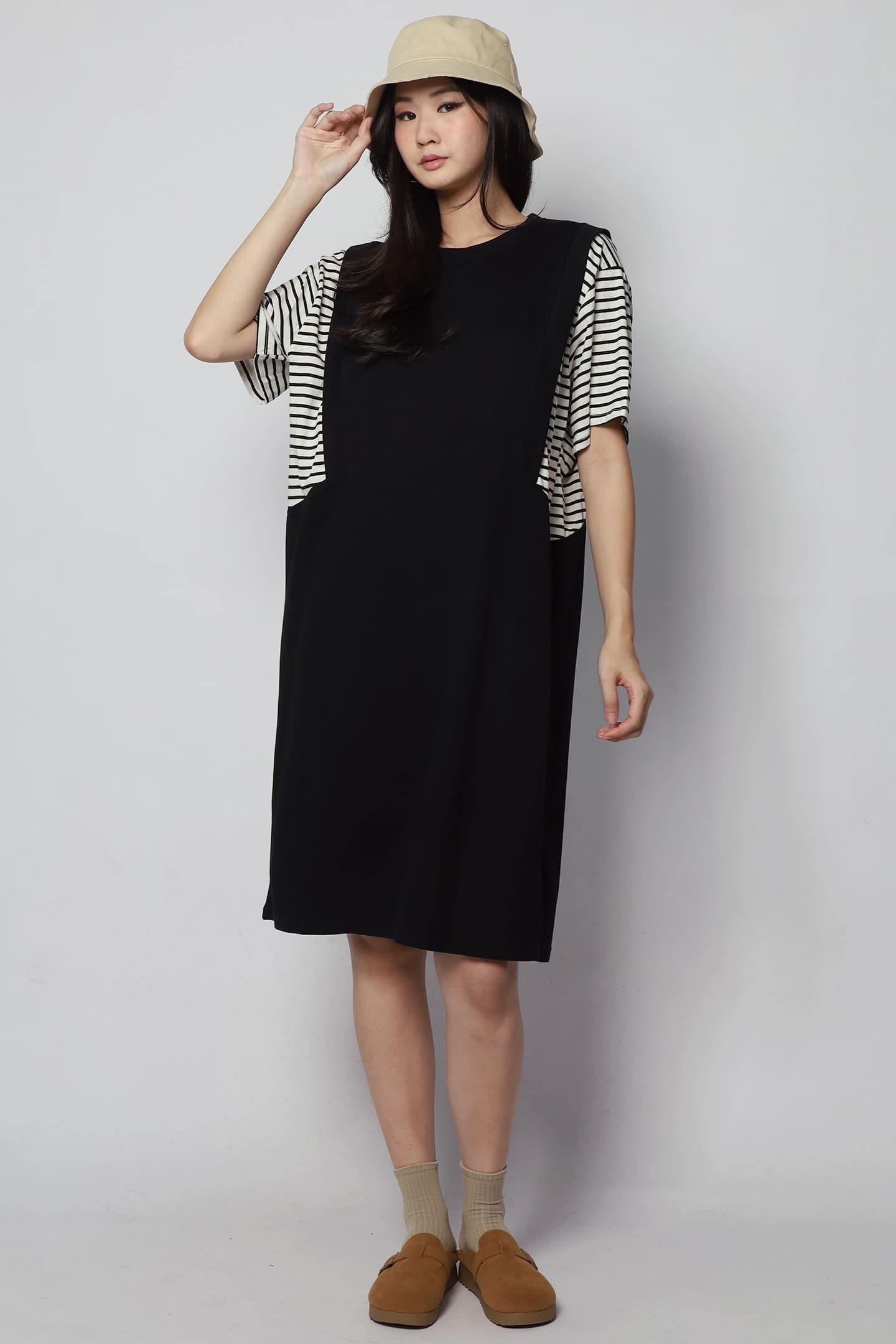 Jonnie Stripes Dress in Black