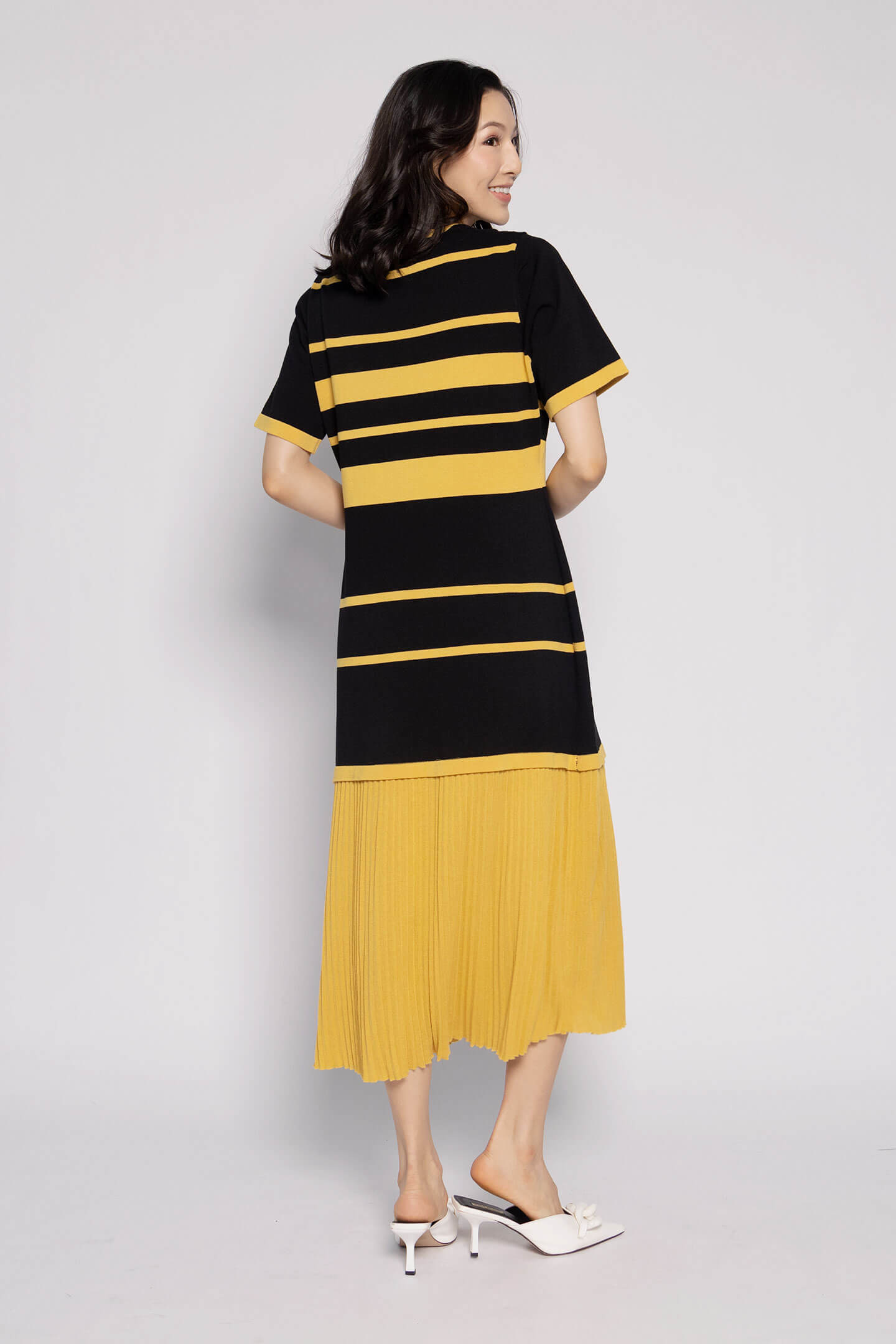 Josephine Knit Dress in Black Yellow