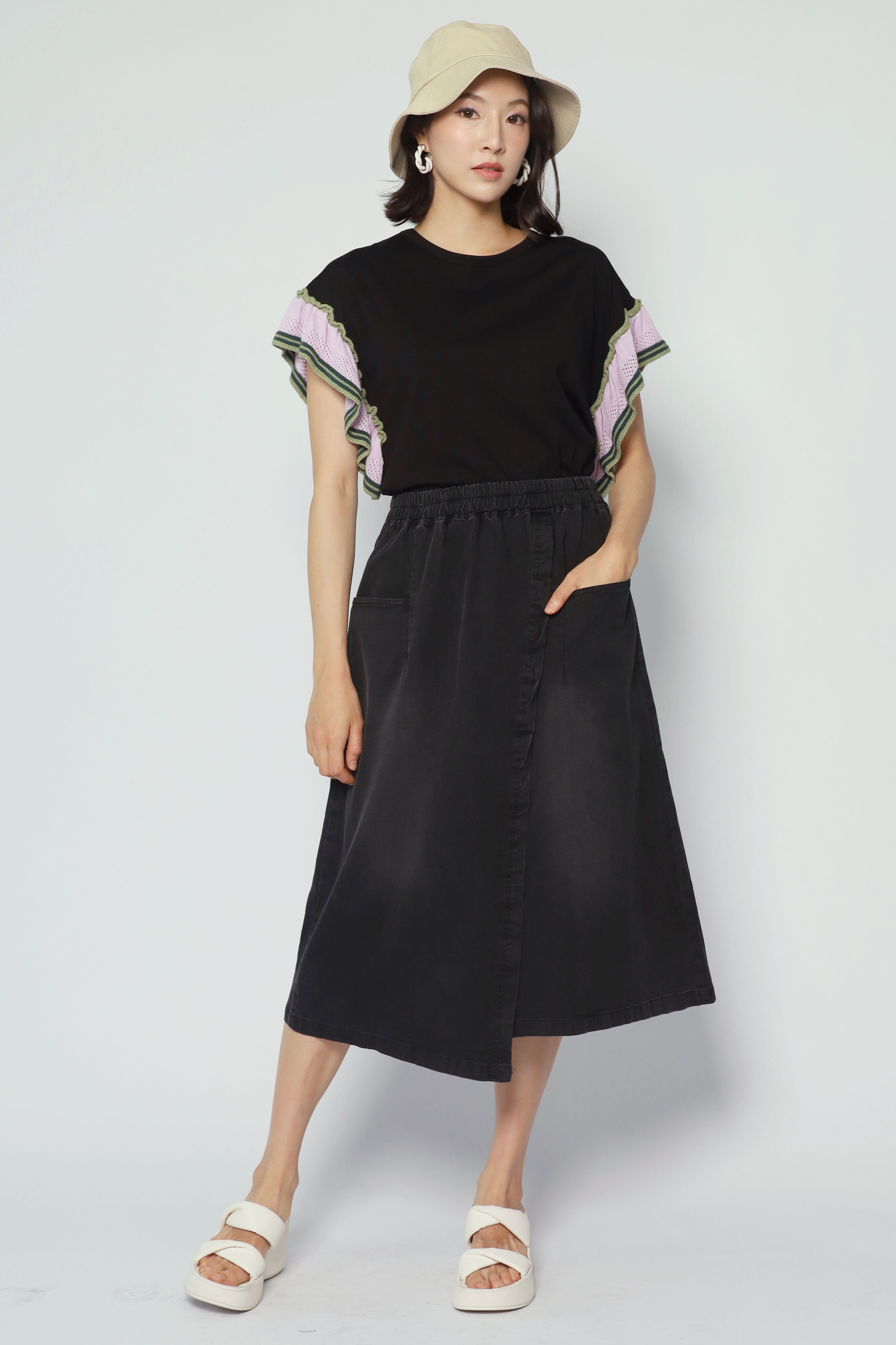 Karla Skirt in Black Denim