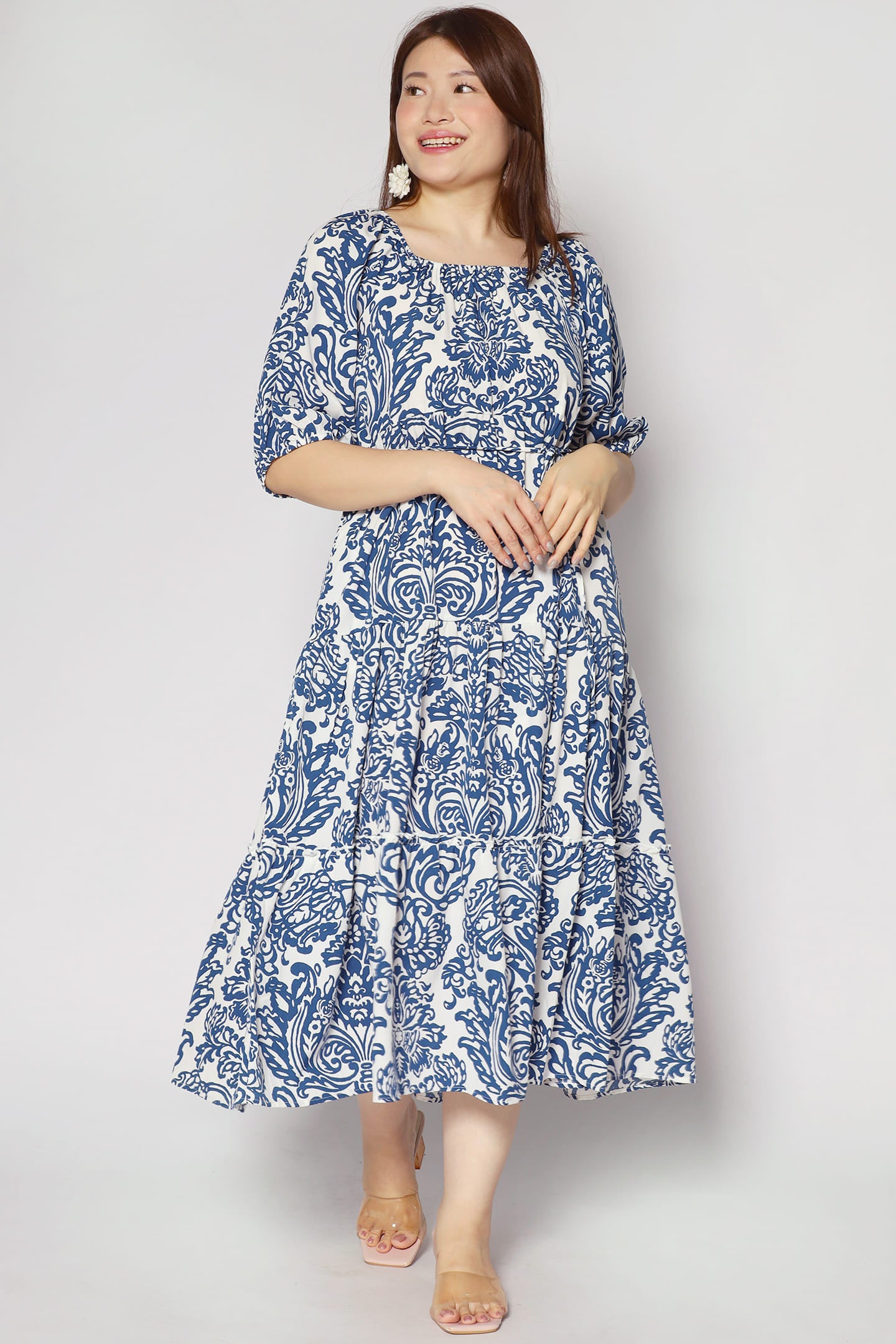 Kerra Dress in Bluelit Blooms