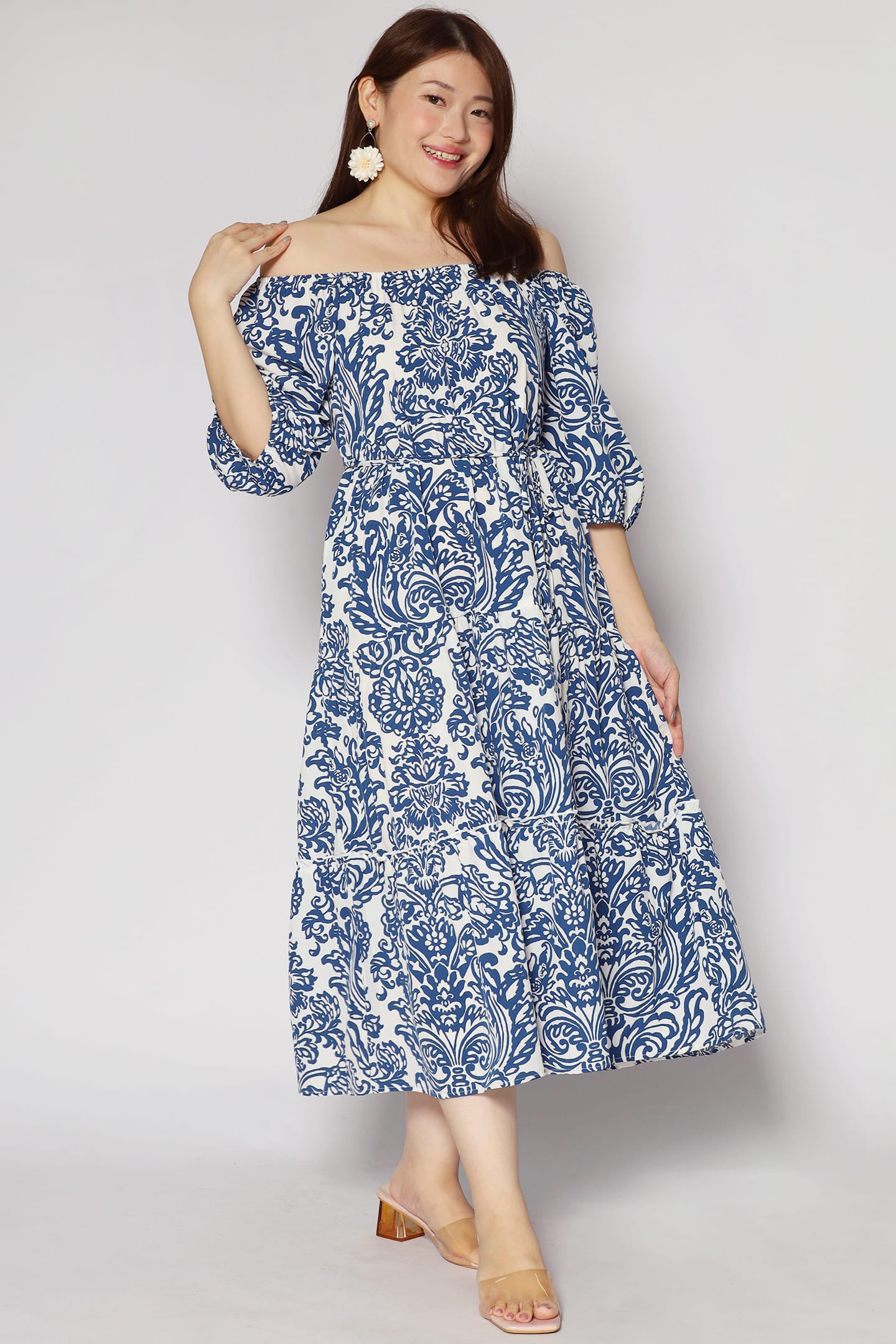 Kerra Dress in Bluelit Blooms