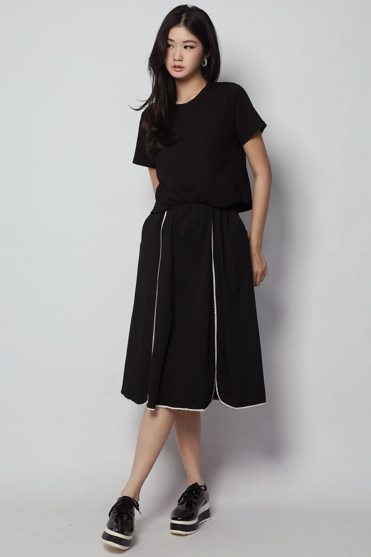 Khai Crochet Trimming Dress in Black