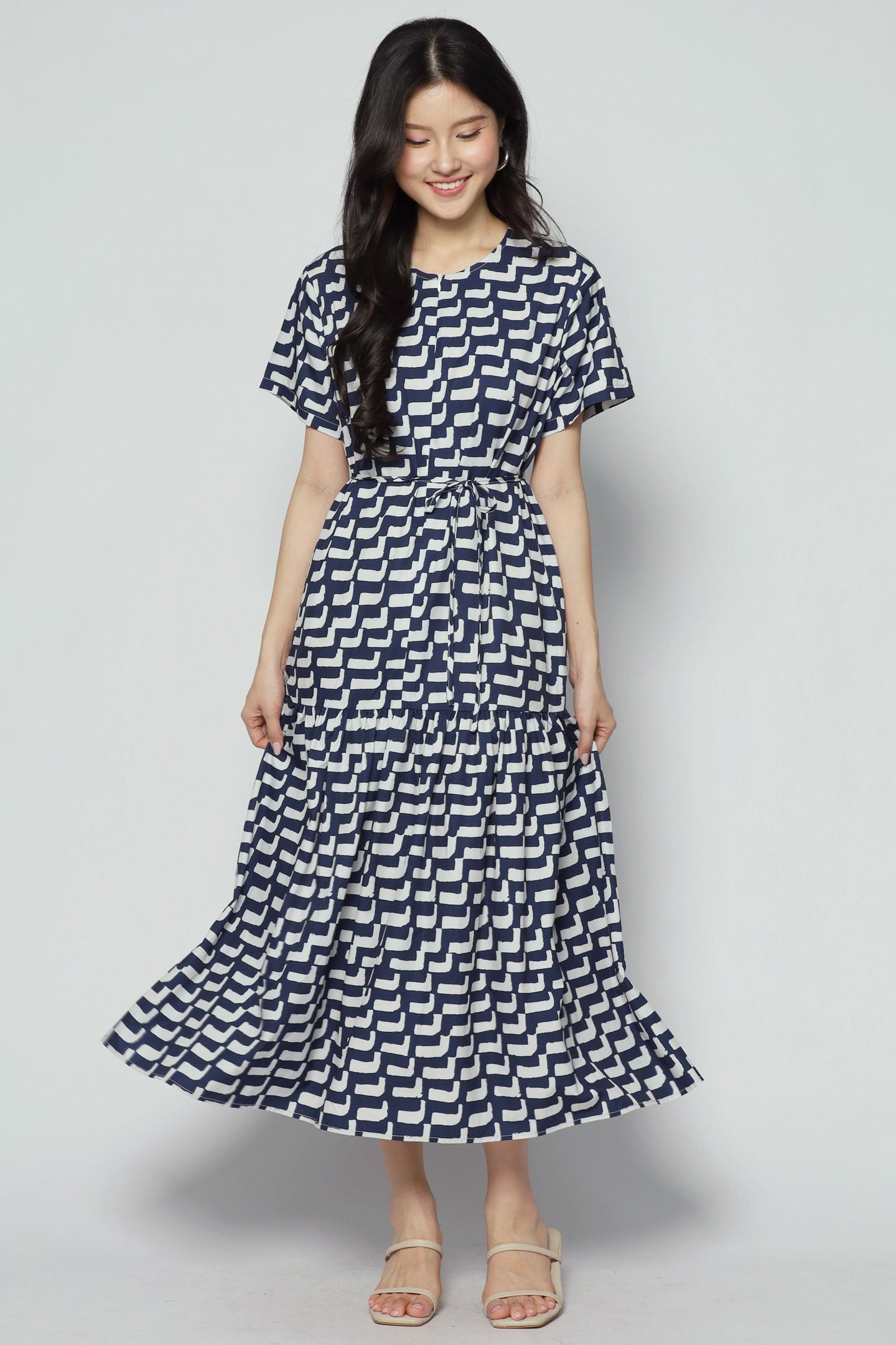 Komy Dress in Blue Lines