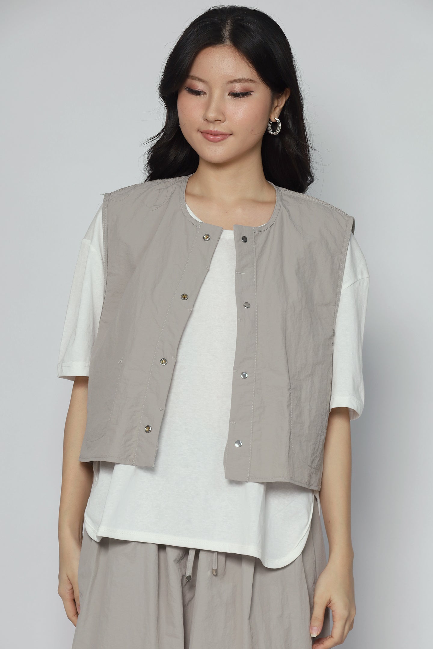 Backorders Laia 3 in 1 Vest Top and Pants Set in Grey White