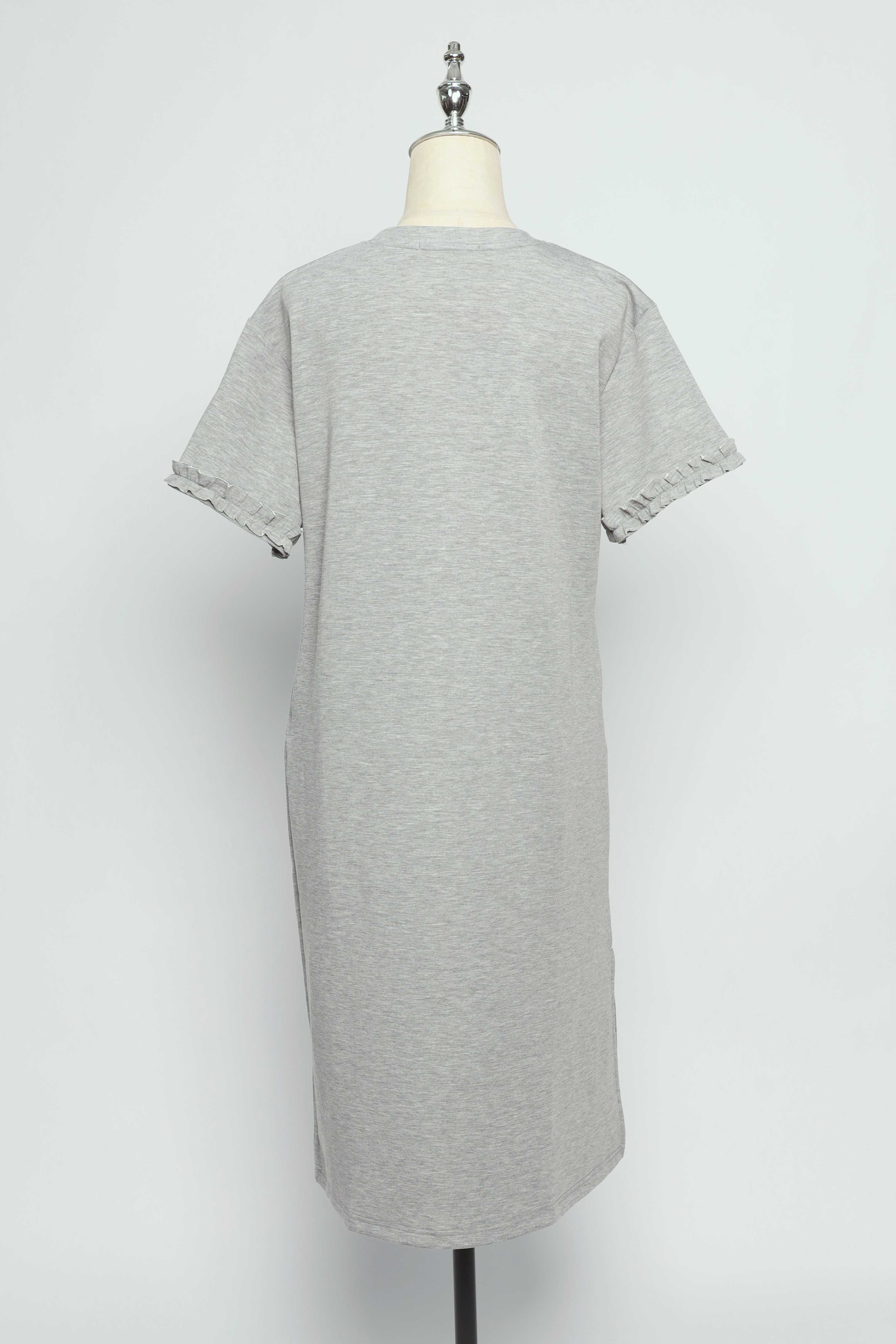 PO - Lynne Ruffle Sleeves Dress in Grey