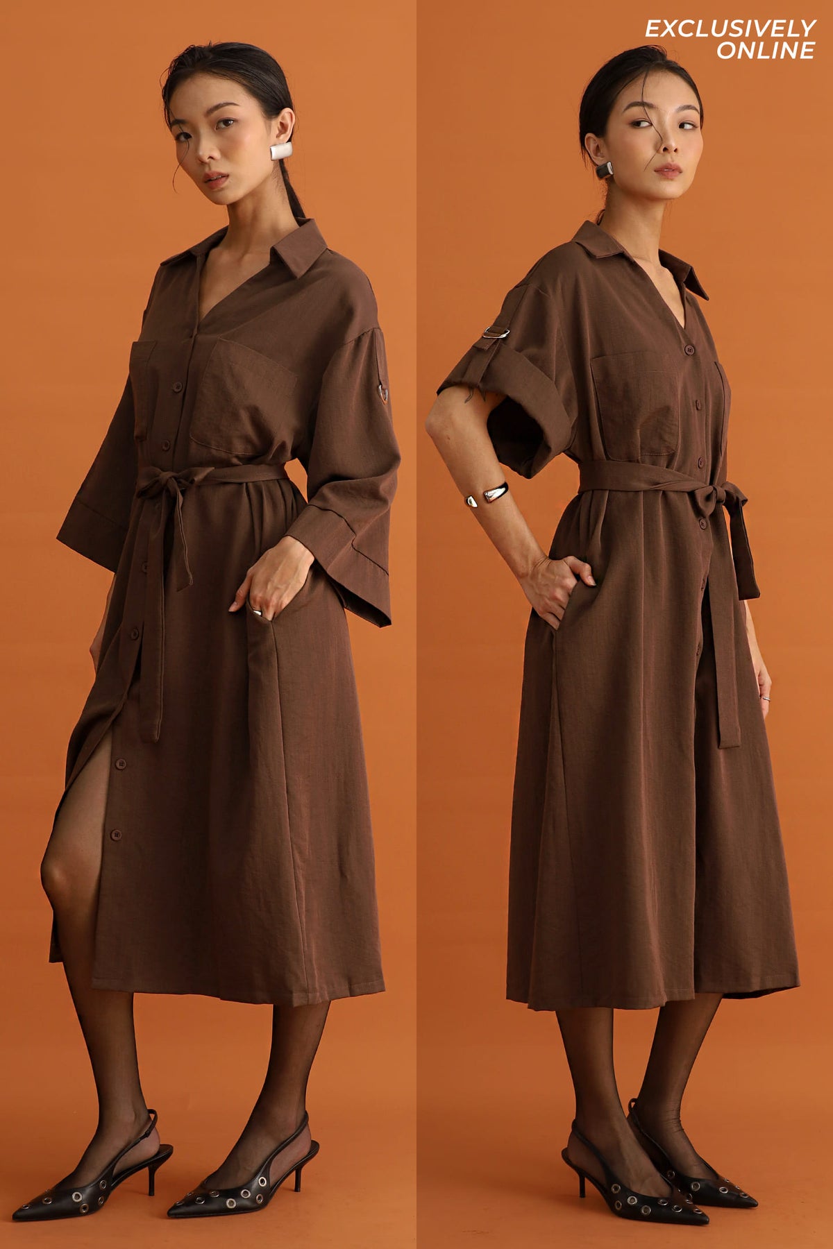 CHOSEN - Monaco Trench Coat Dress in Cocoa Brown