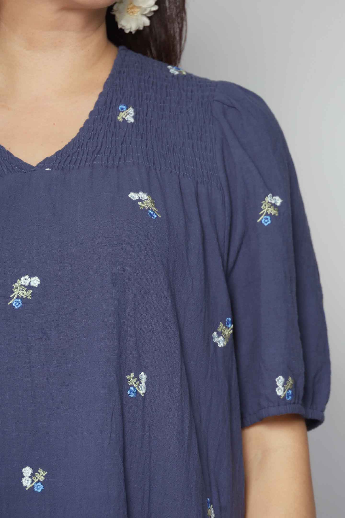 Melbourne Dress in Sapphire Buds