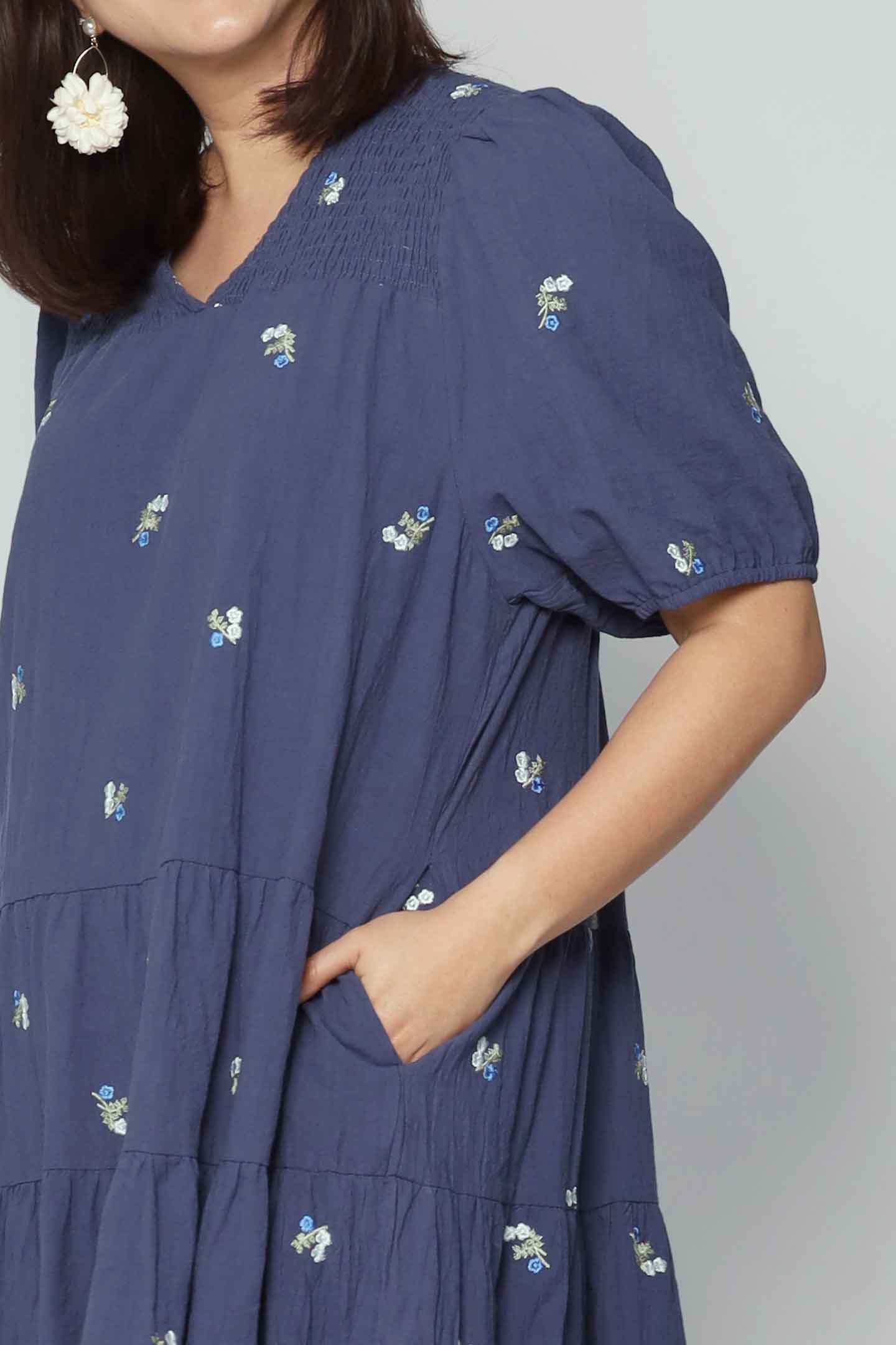 Melbourne Dress in Sapphire Buds