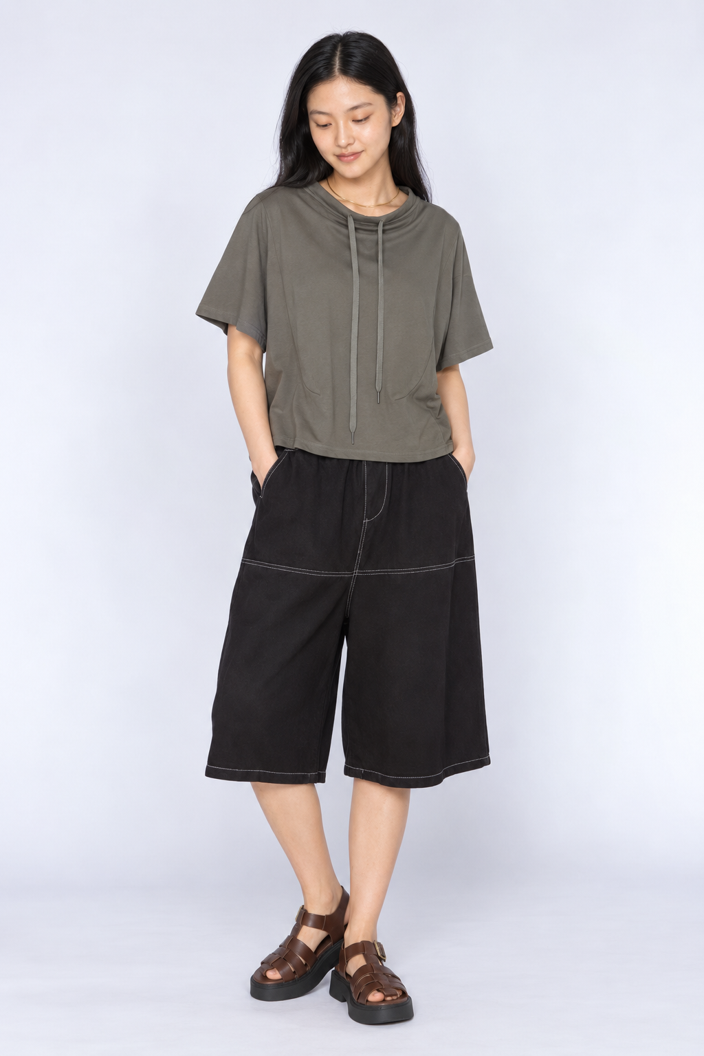 Easy by TE - Toria Drawstring Top in Black
