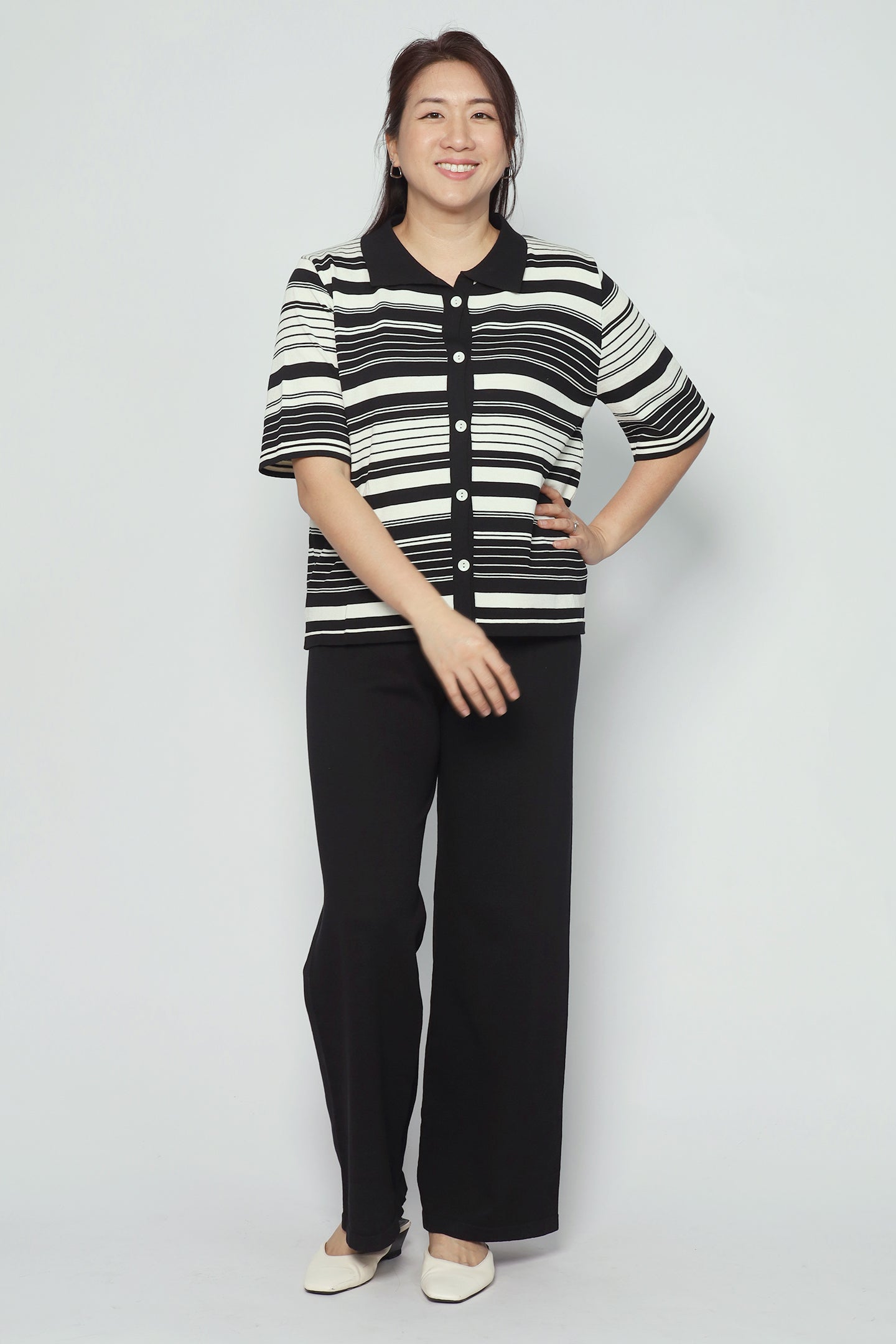 Mun Knit Stripes 2 in 1 Top and Pants Set