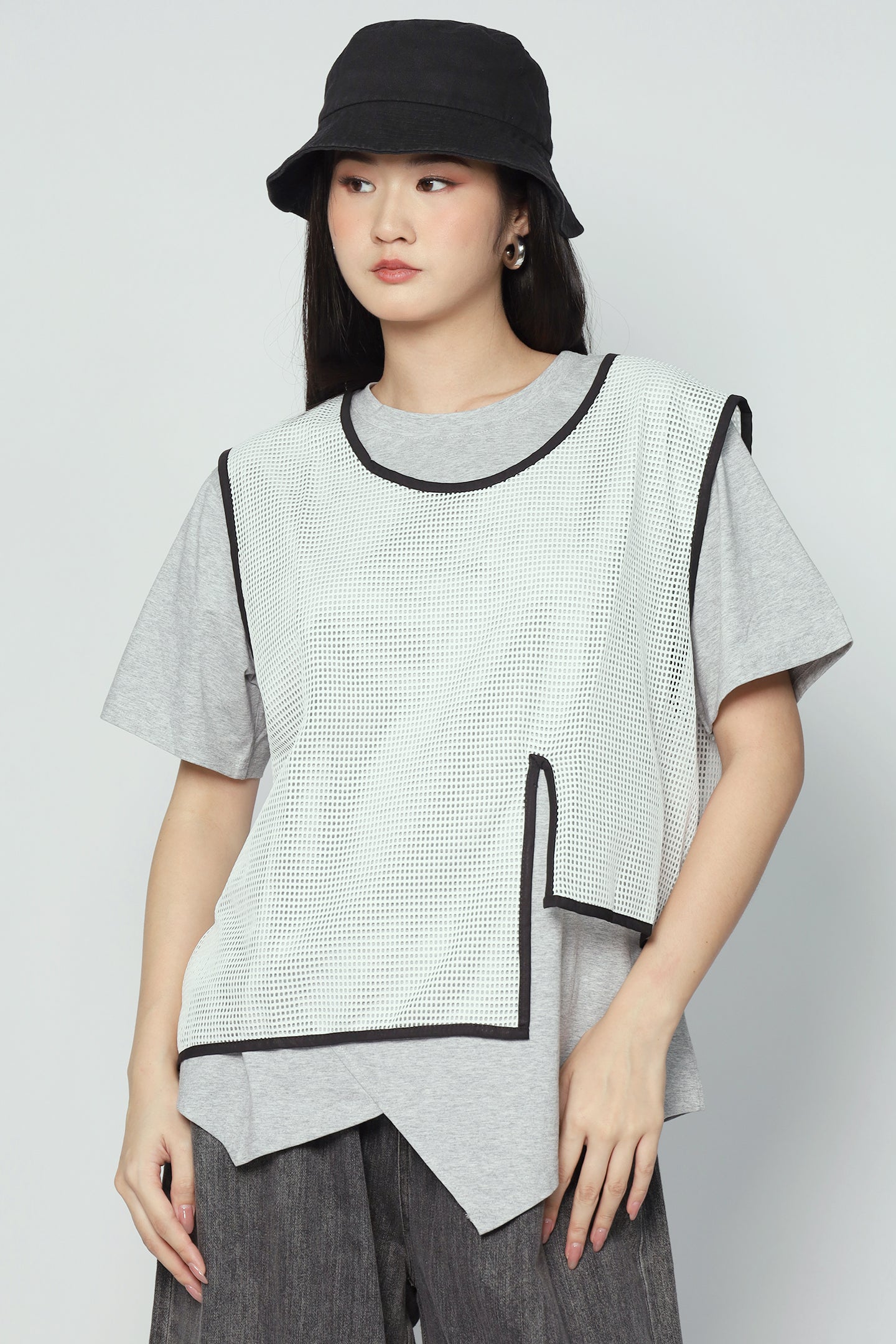 Neve Mesh Top in Grey