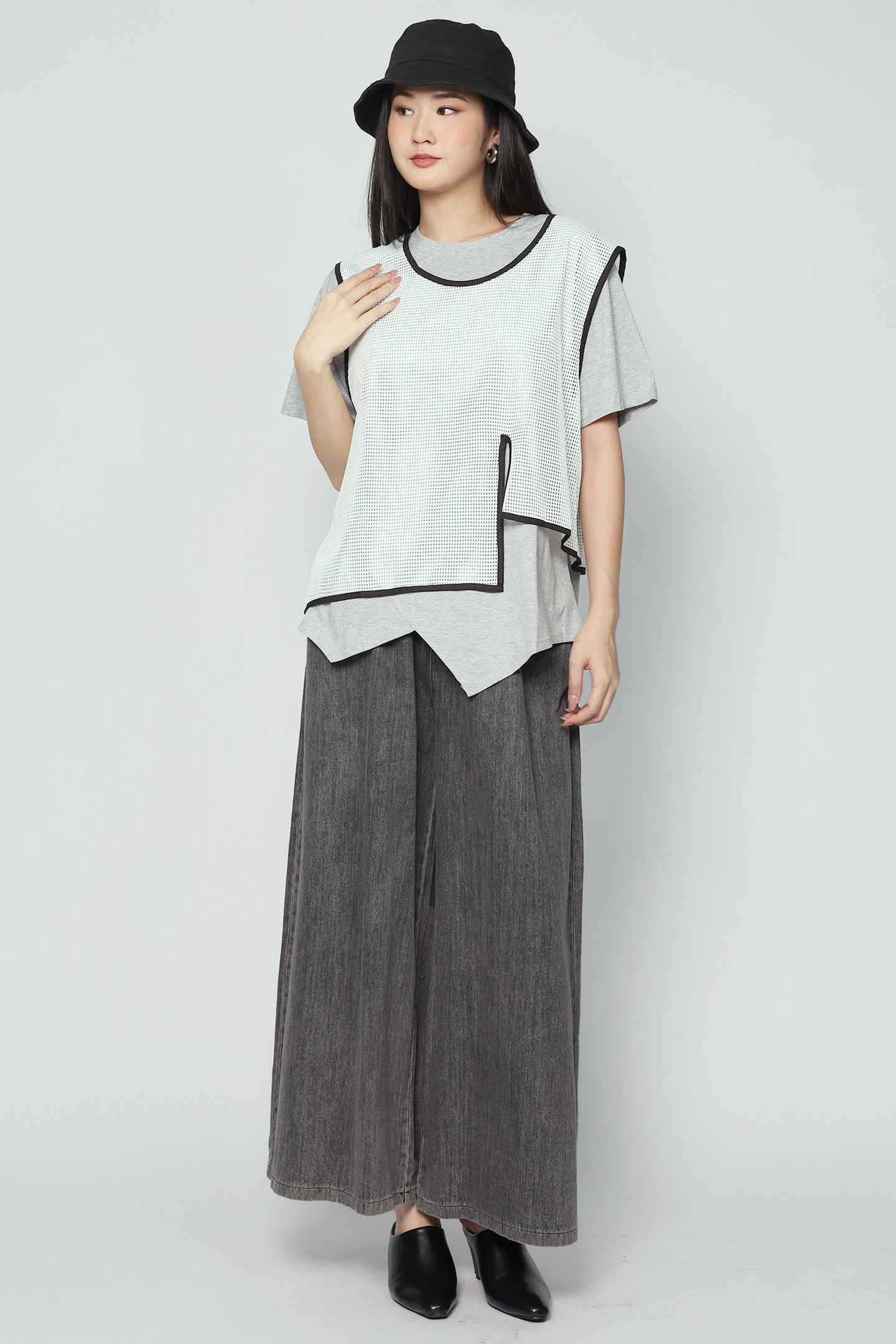 Neve Mesh Top in Grey