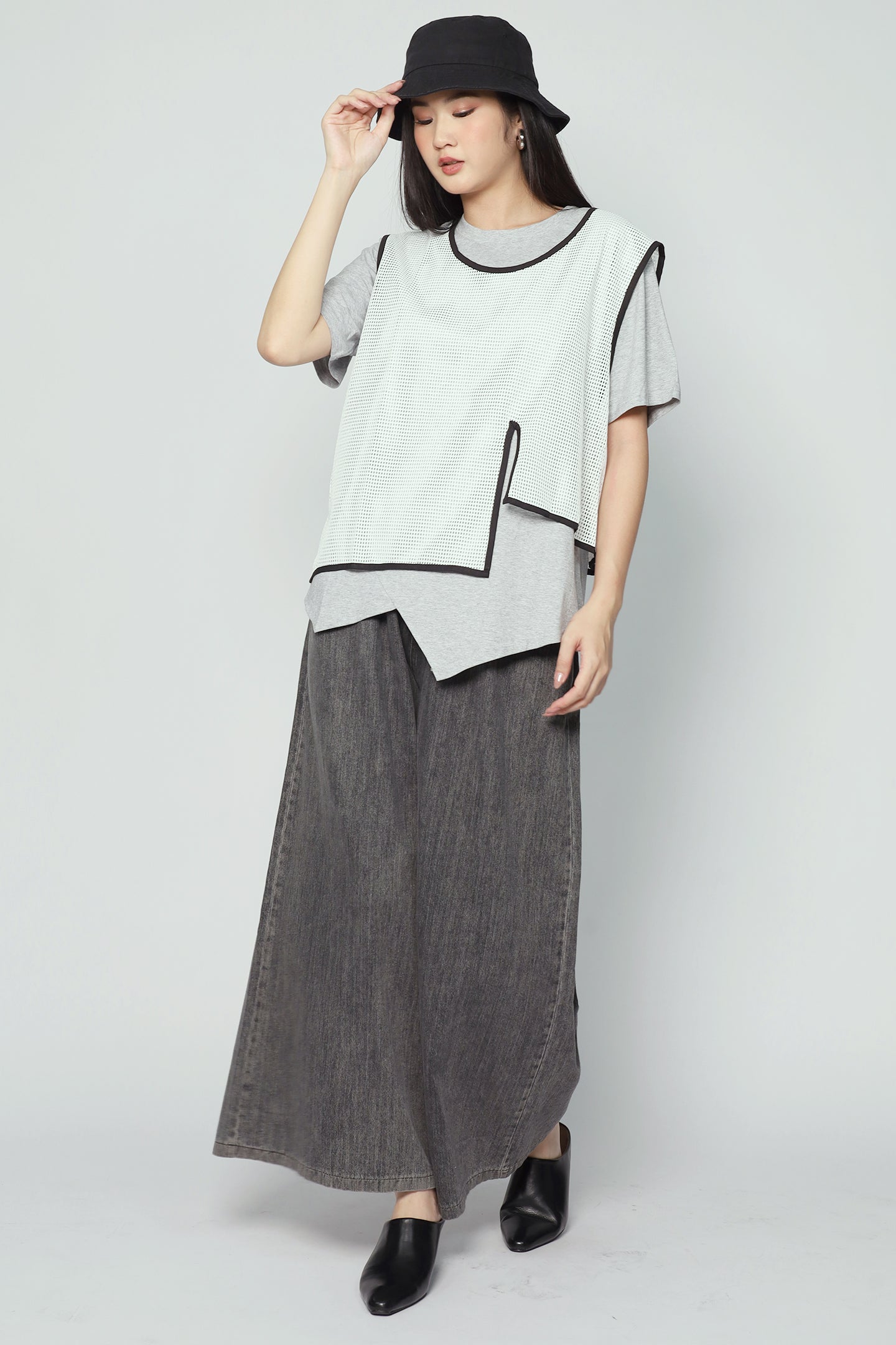 Neve Mesh Top in Grey