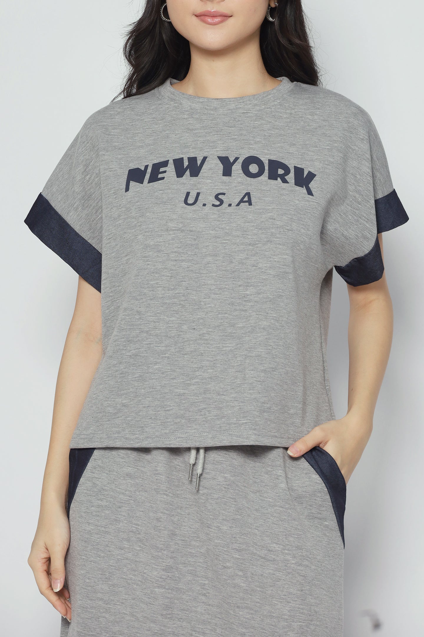 NY USA 2 in 1 Top and Skirt Set in Grey