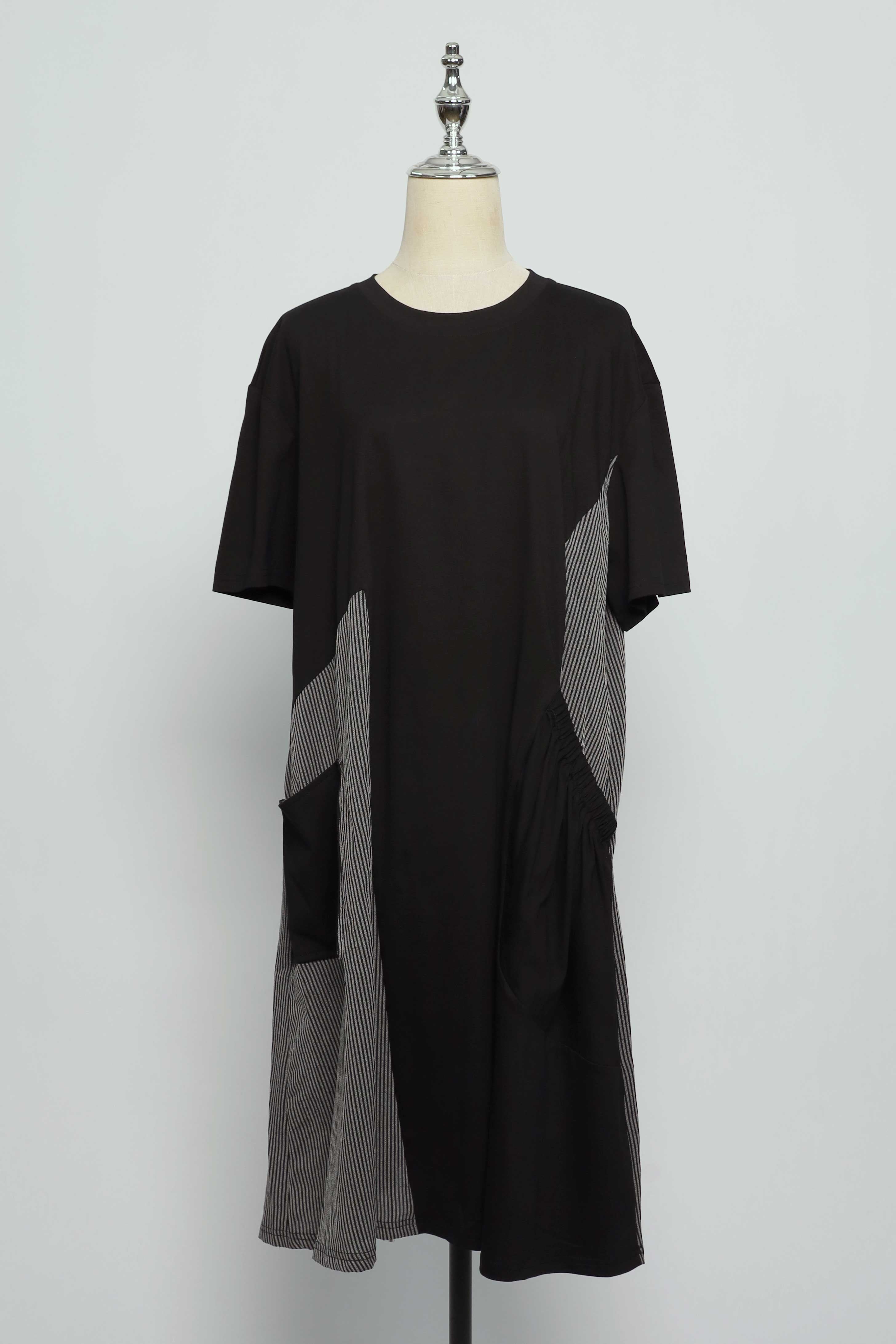 PO - Nia Pinstripes Dress in Black