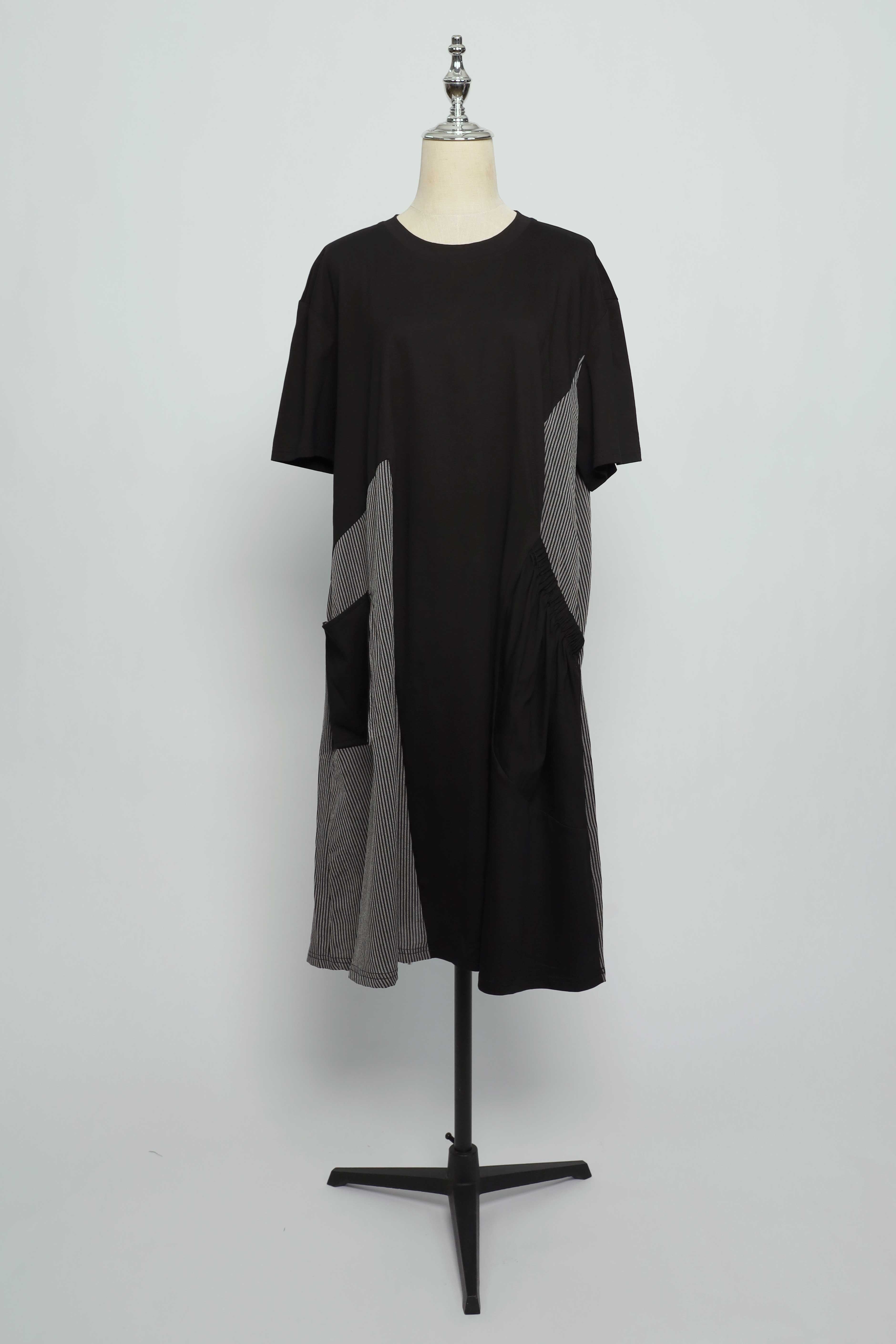 PO - Nia Pinstripes Dress in Black