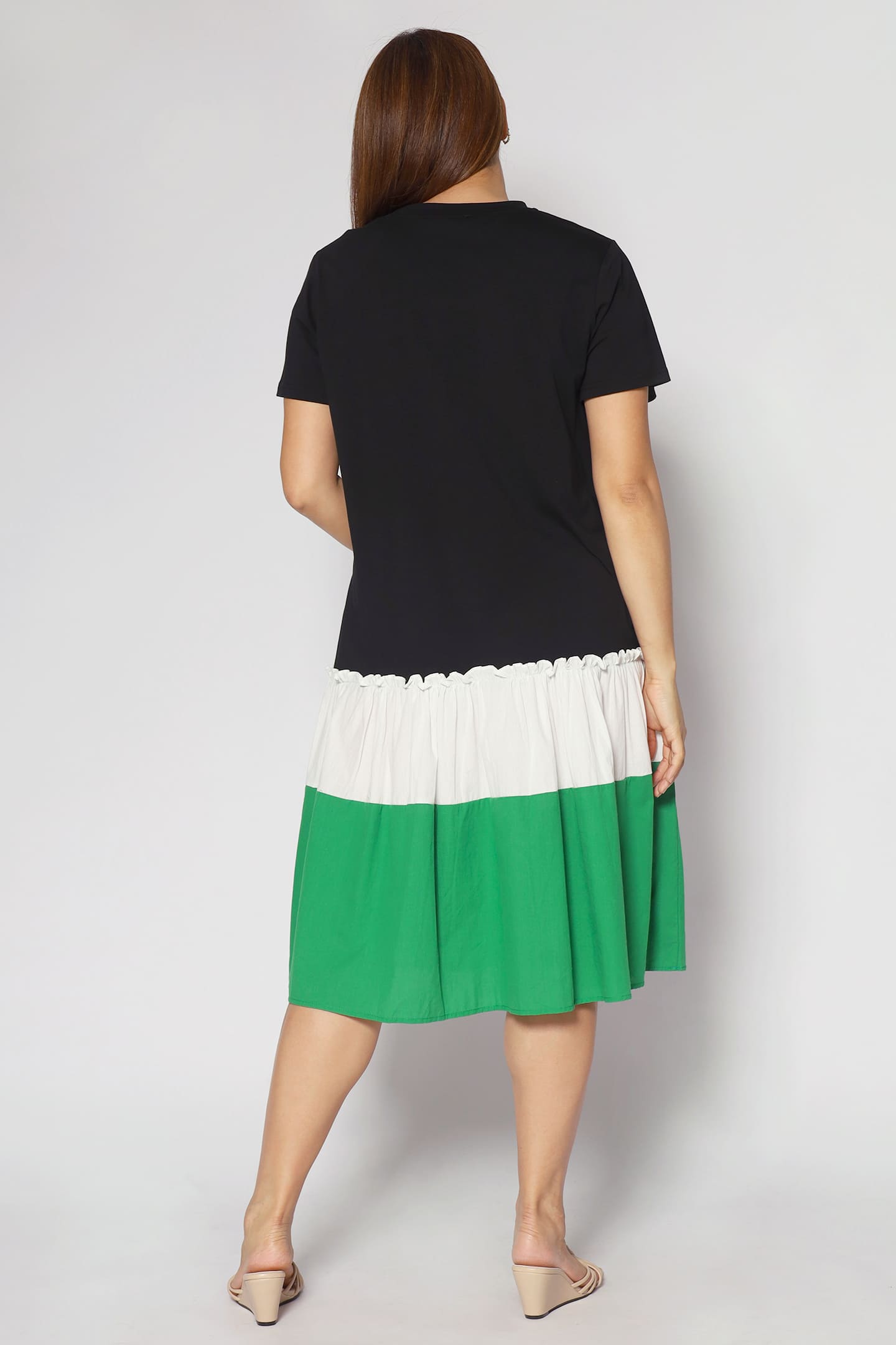 Nicole Colourblock Dress in Black Green