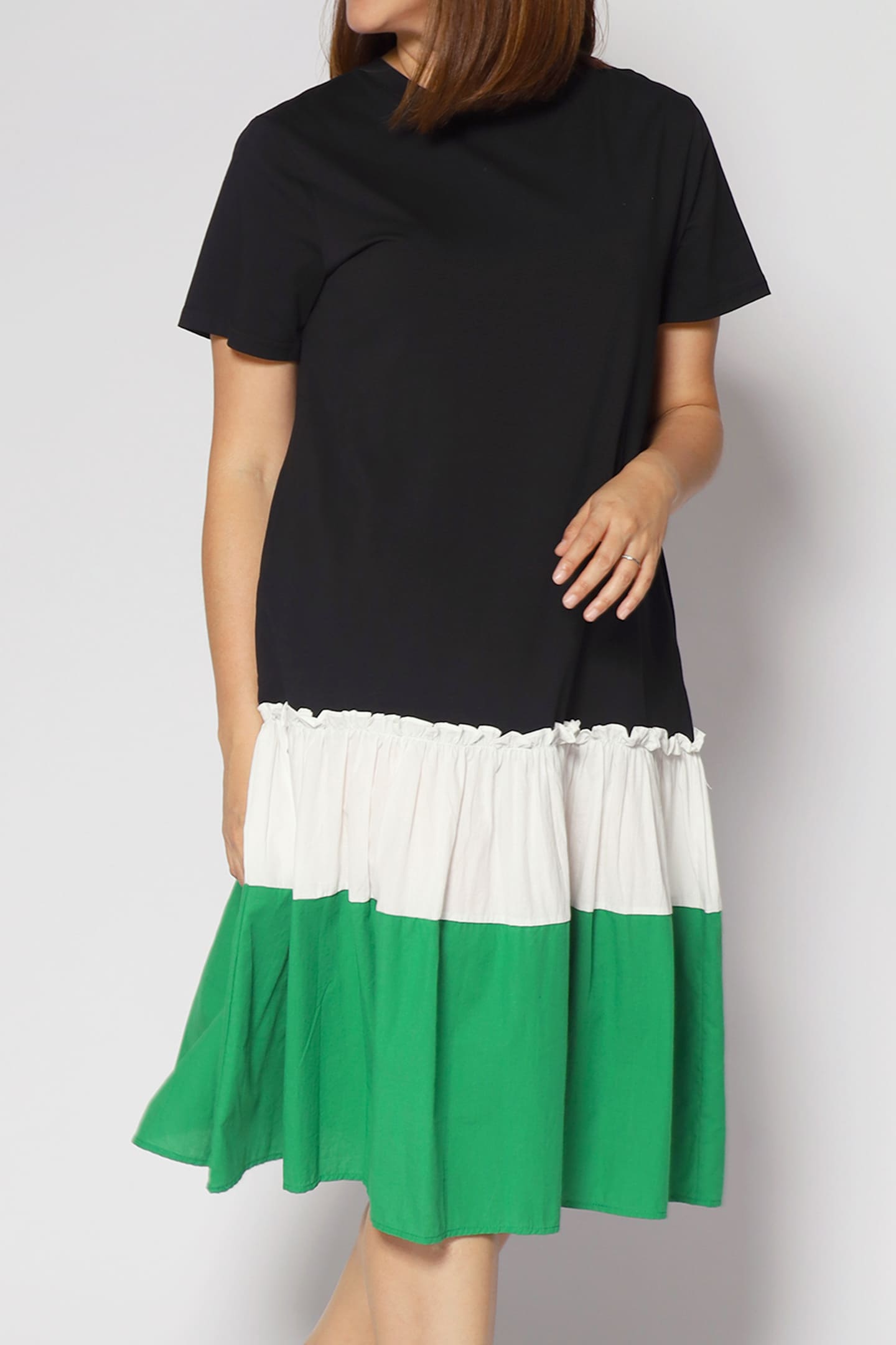 Nicole Colourblock Dress in Black Green