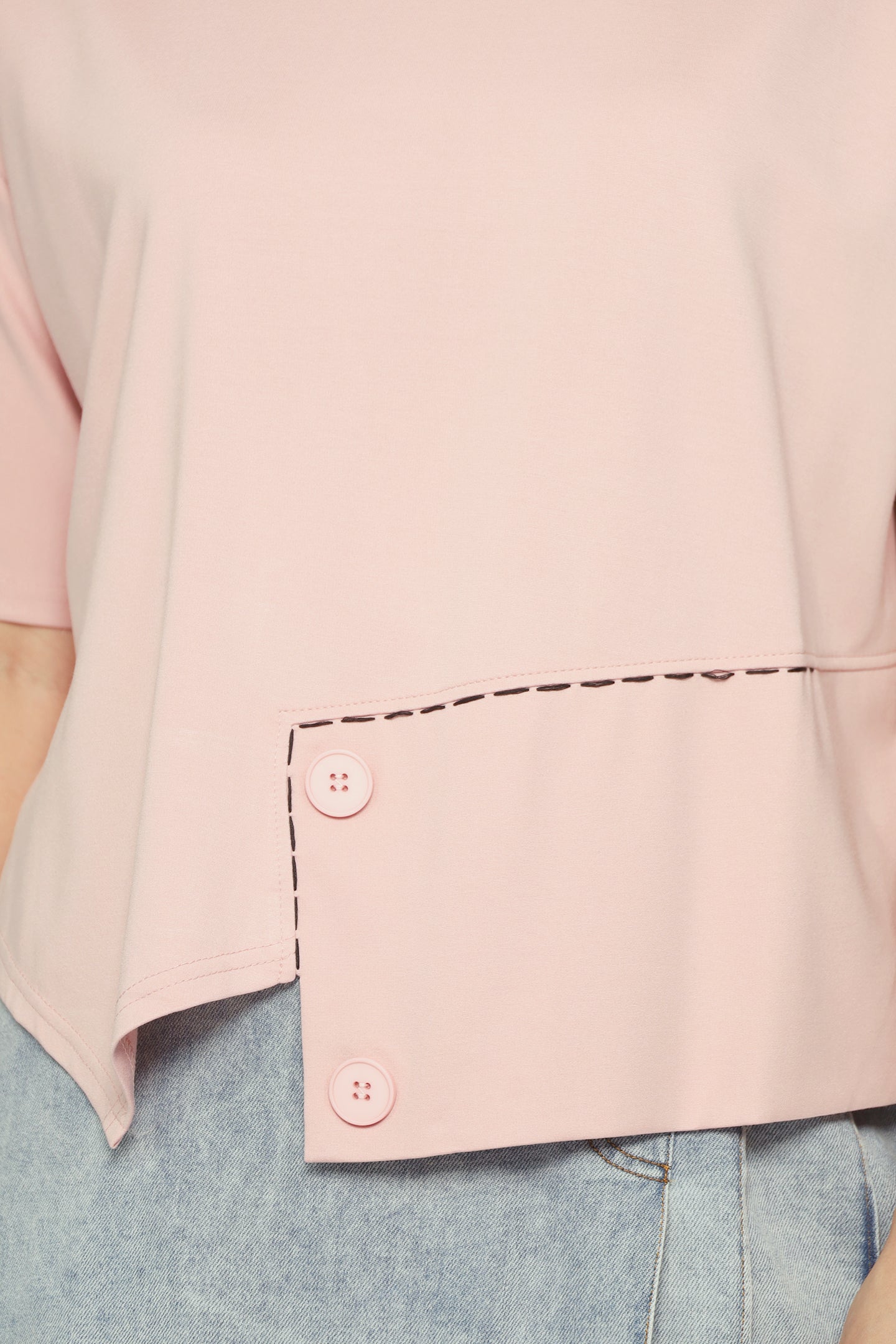 Easy By TE - Peiling Button Top in Baby Pink