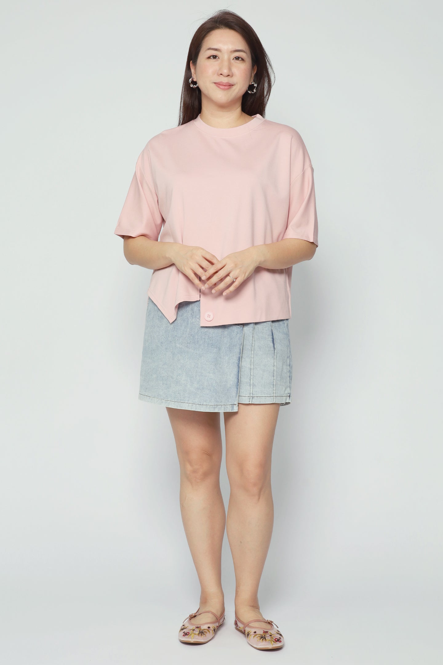 Easy By TE - Peiling Button Top in Baby Pink