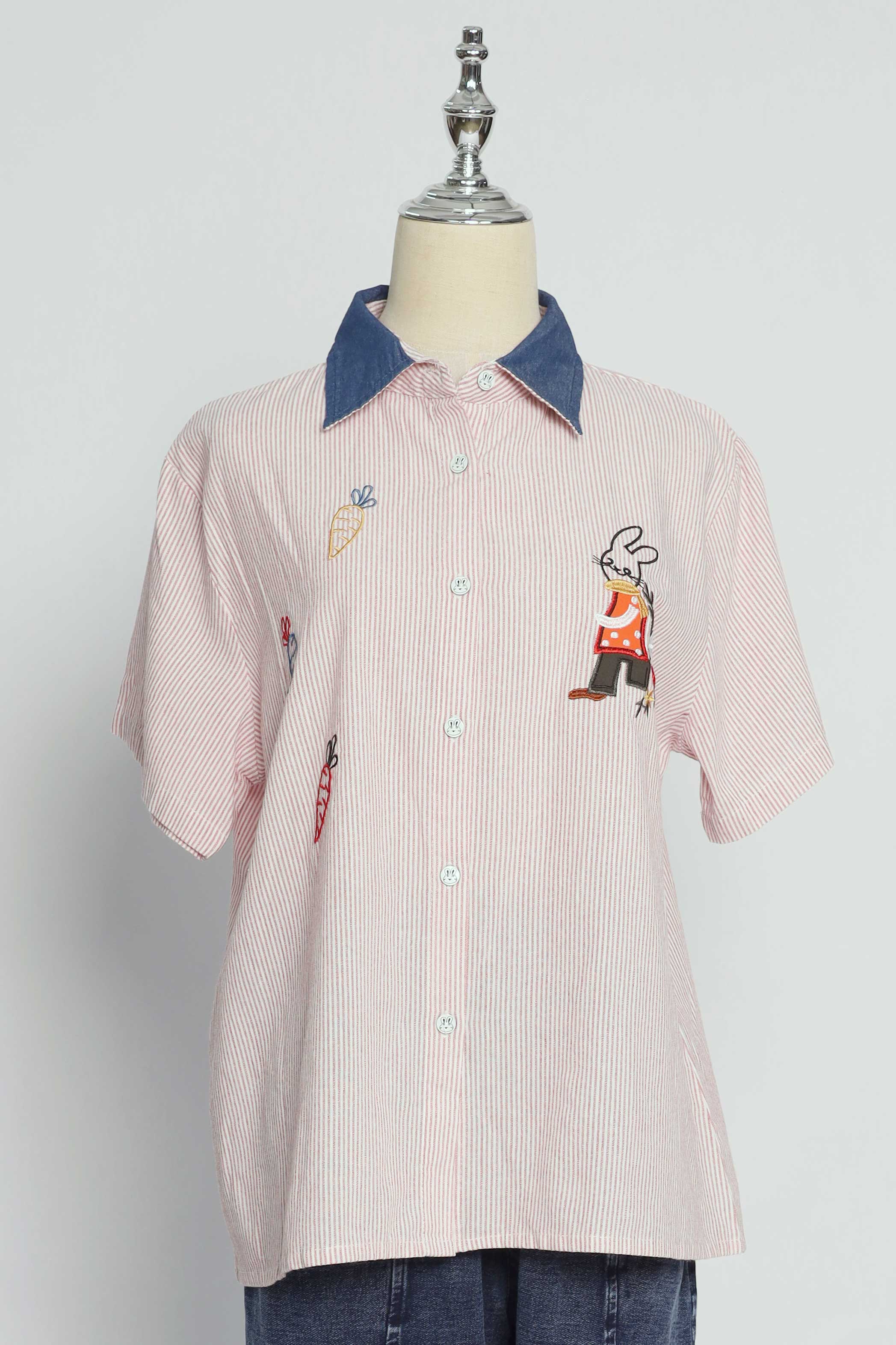 PO - Rabbit and Carrot Pinstripes Shirt