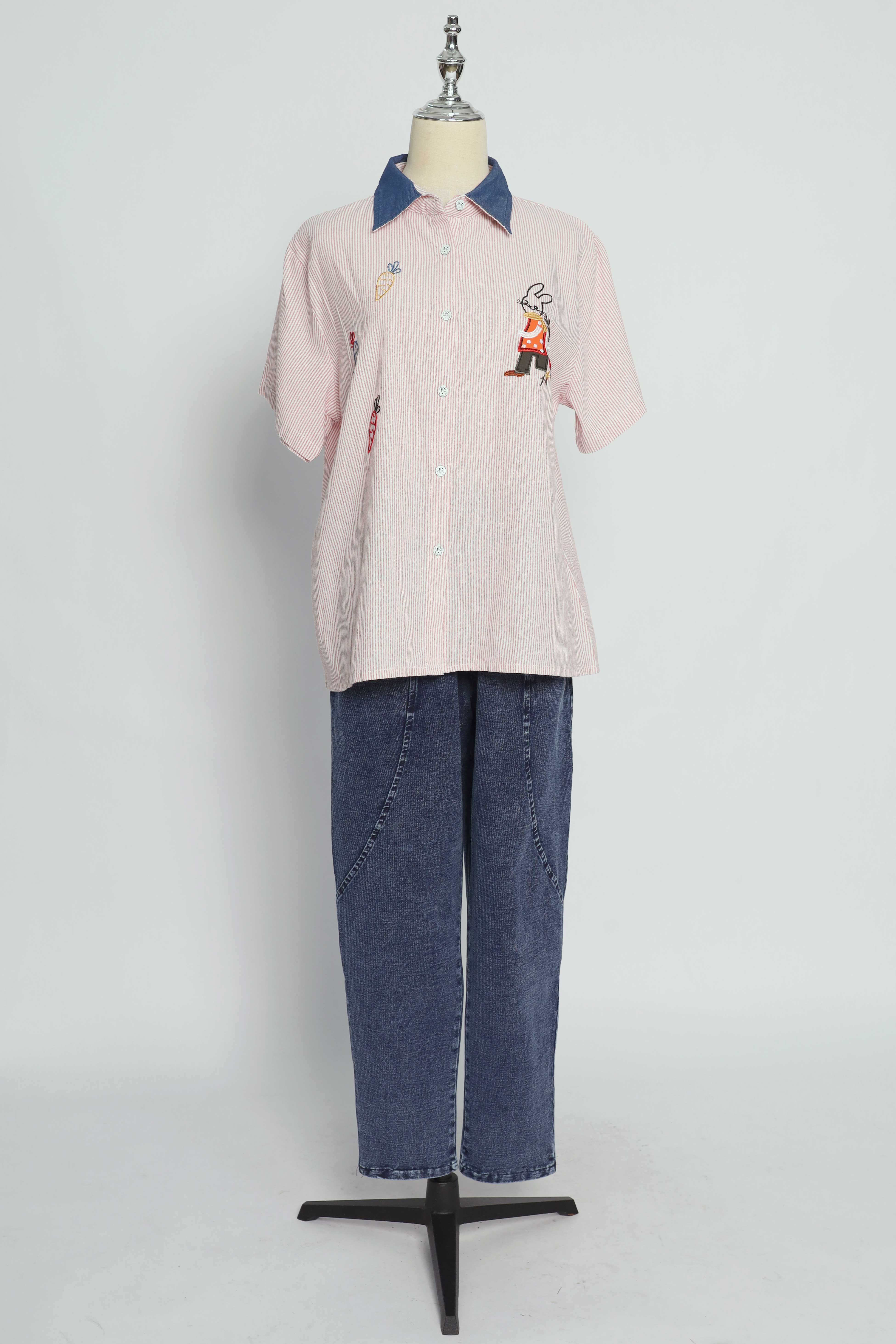 PO - Rabbit and Carrot Pinstripes Shirt