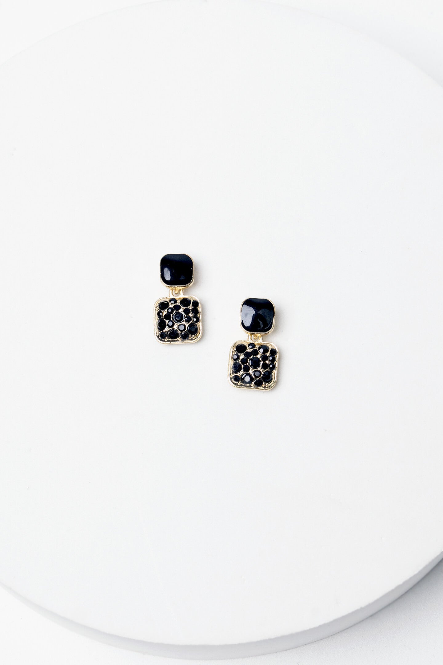 Black Rhinestone Stud Earrings