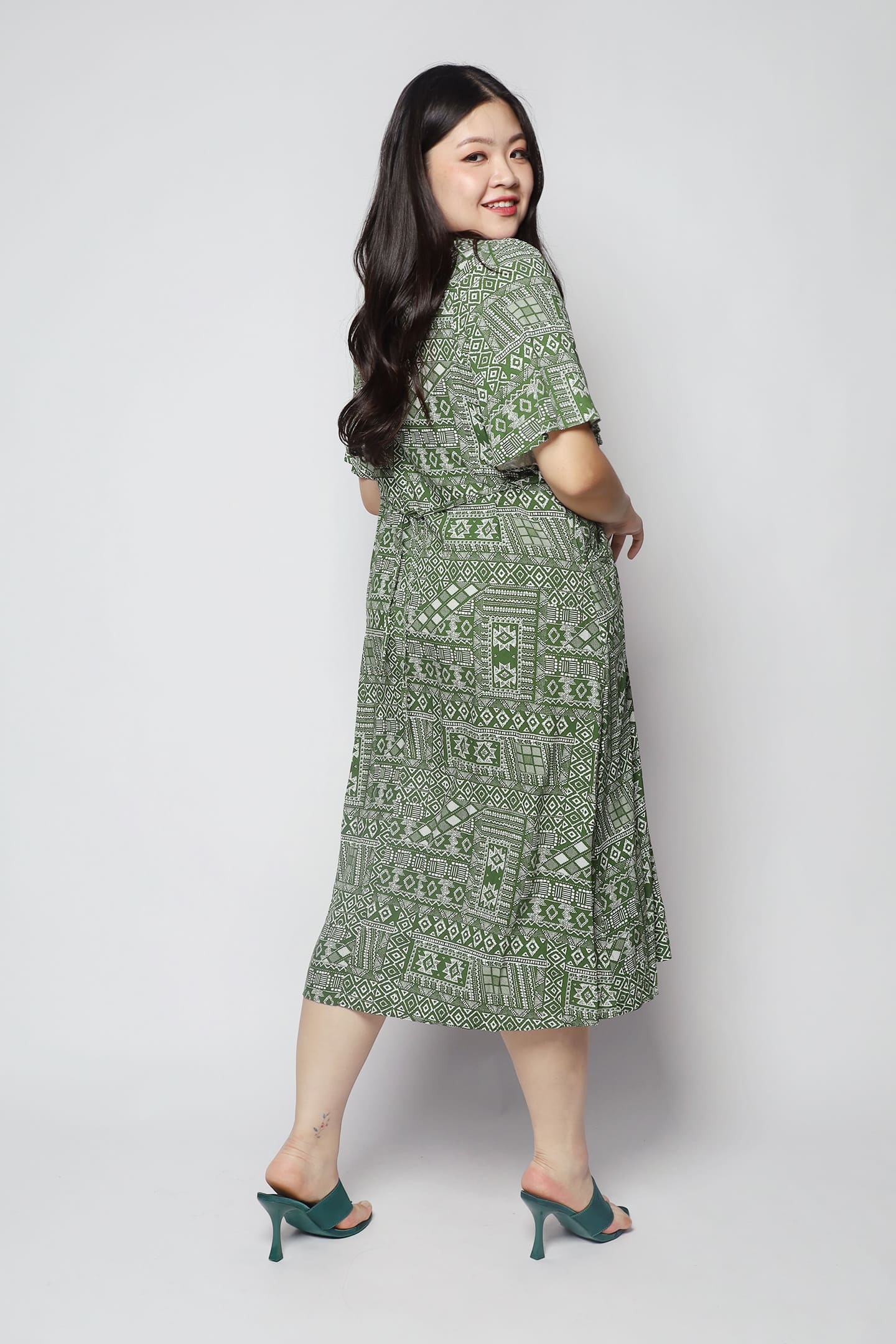 Rila Dress in Green Paisley