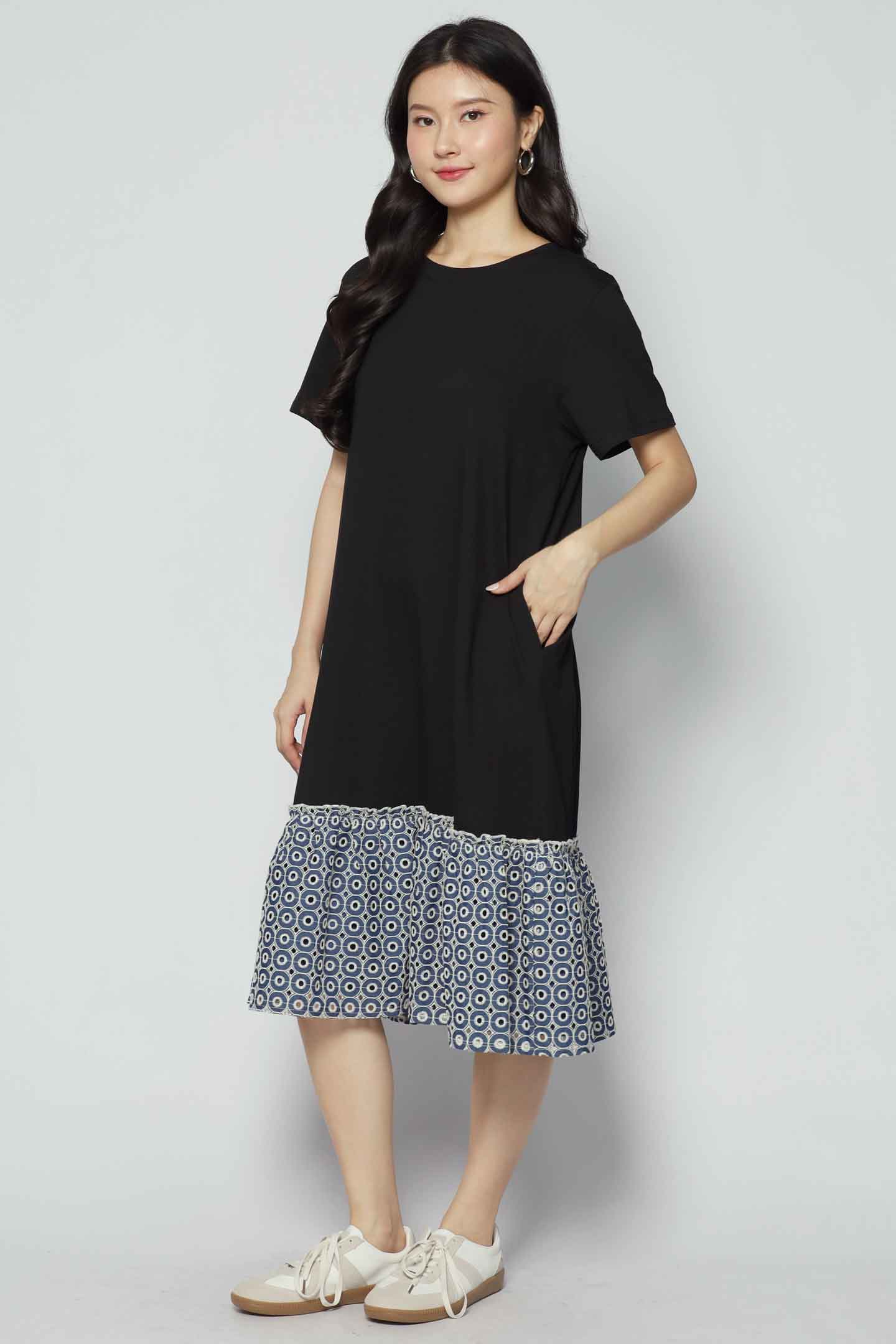 Robyn Dress in Denim Eyelet