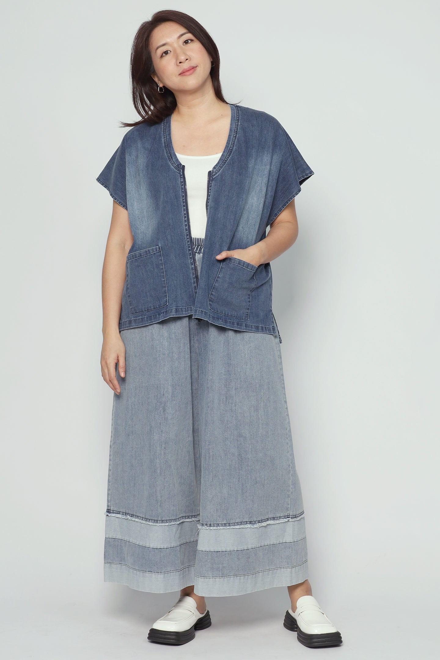 Ryanne Zipper Jacket in Dark Denim