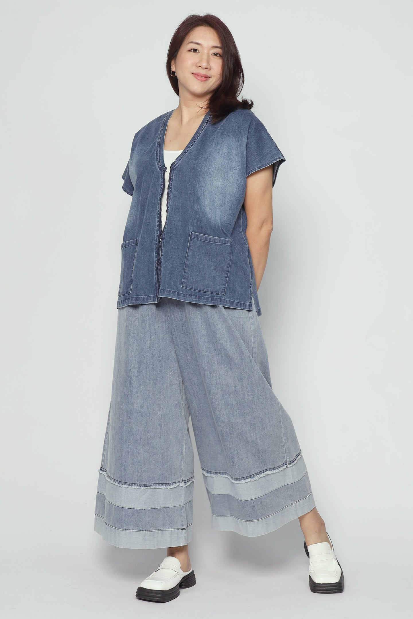 Ryanne Zipper Jacket in Dark Denim
