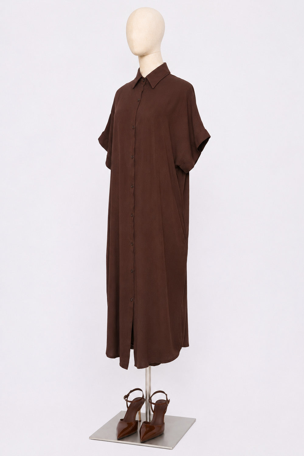PO - Shanny Shirt Dress in Cocoa Brown