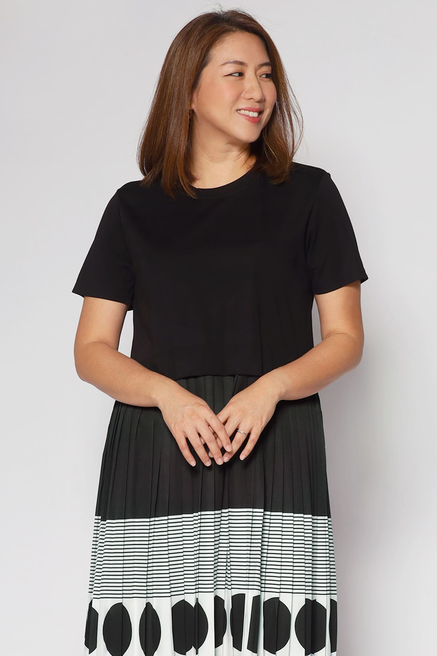 Sherrie Pleated Dress in Black