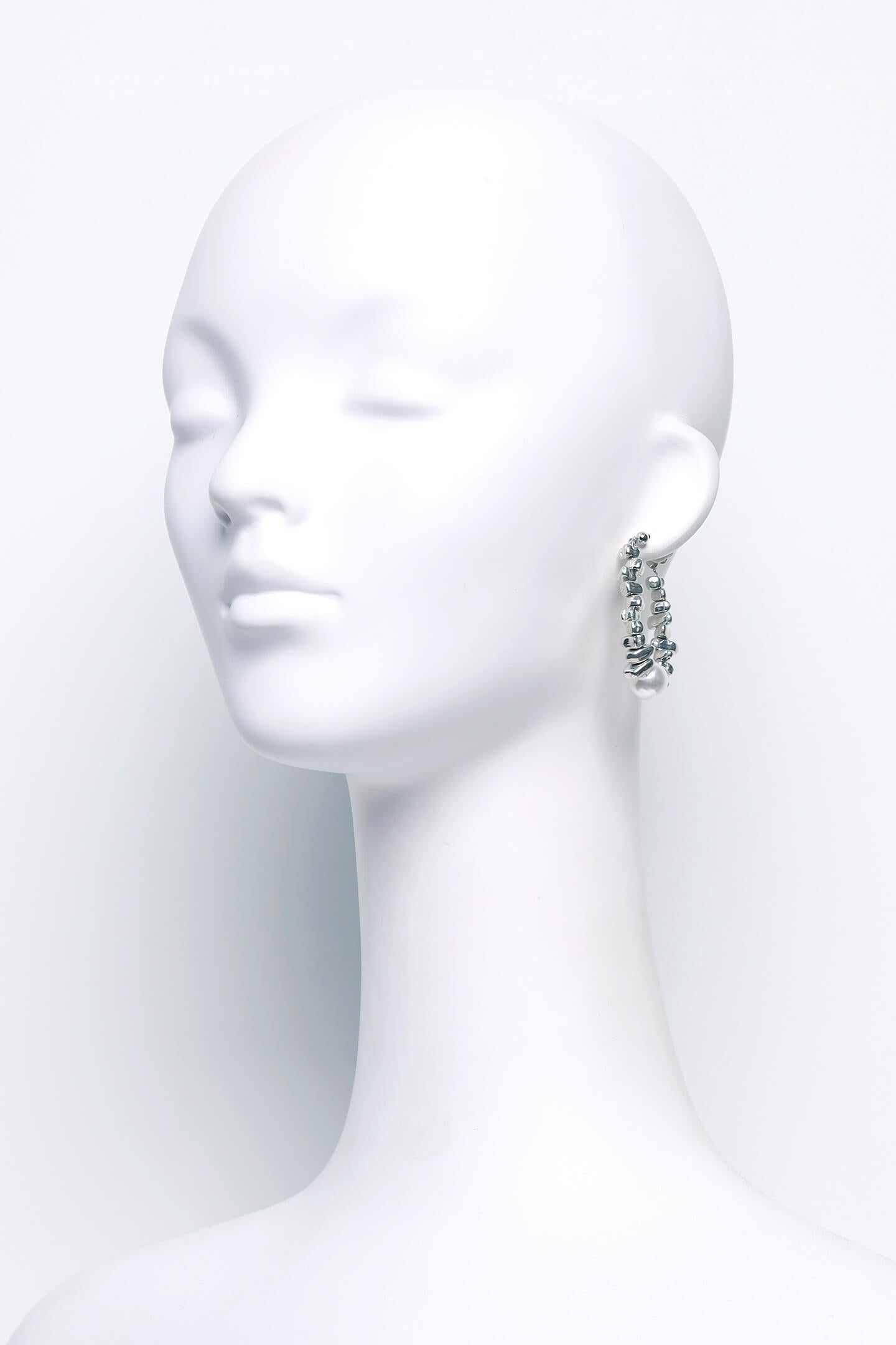 Silver Pearl Hoop Earring