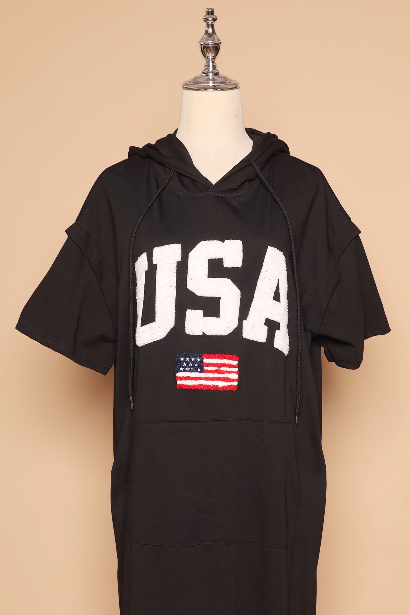 PO - USA Hoodie Dress in Black