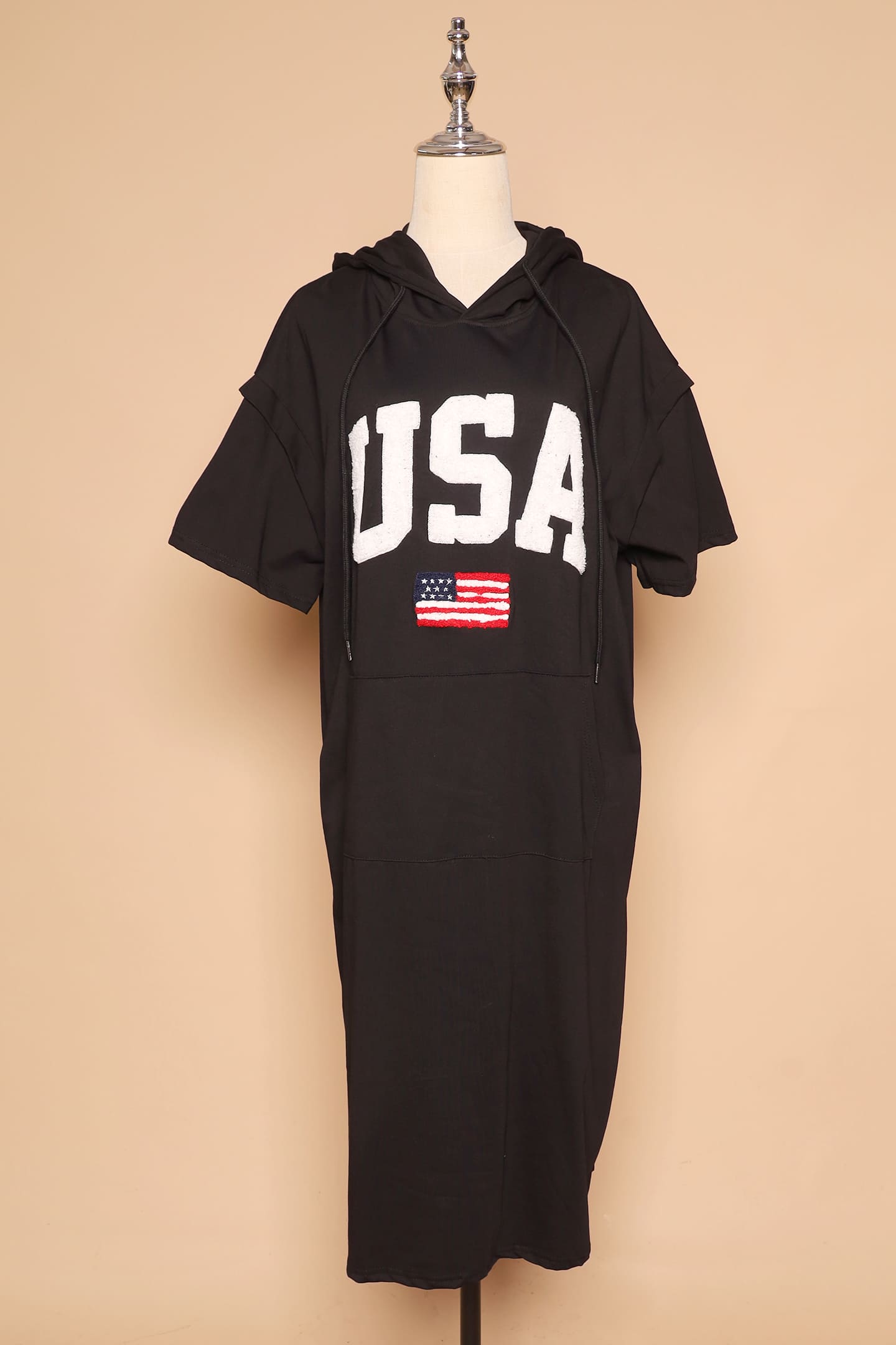 PO - USA Hoodie Dress in Black