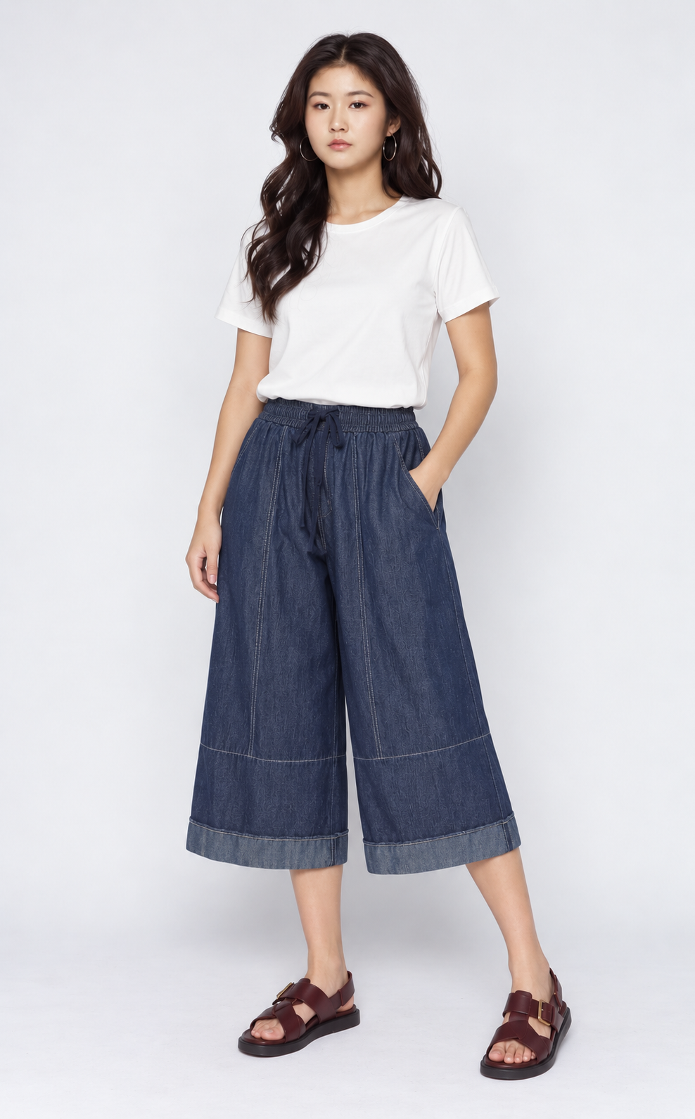 Backorders Vernis Denim Culottes in Blue