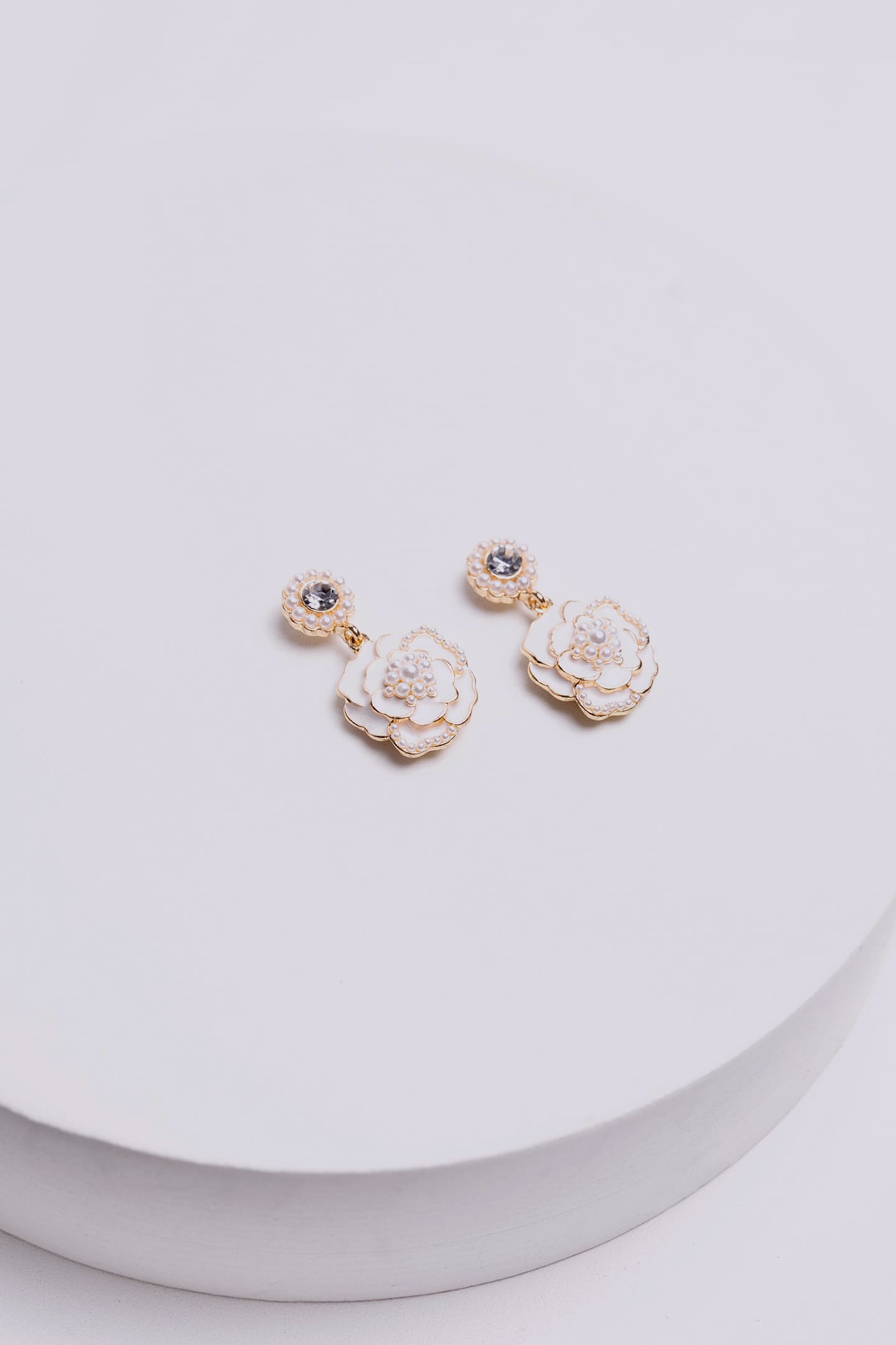 White Camellia Drop Earrings