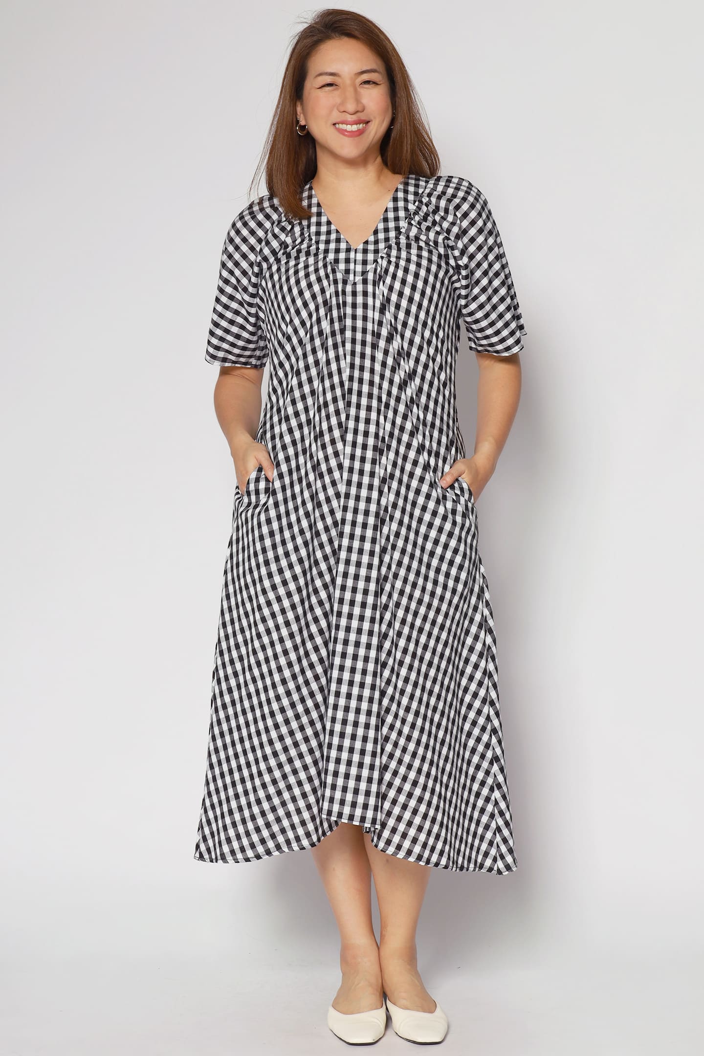 Whitney V Dress in Checkerboard