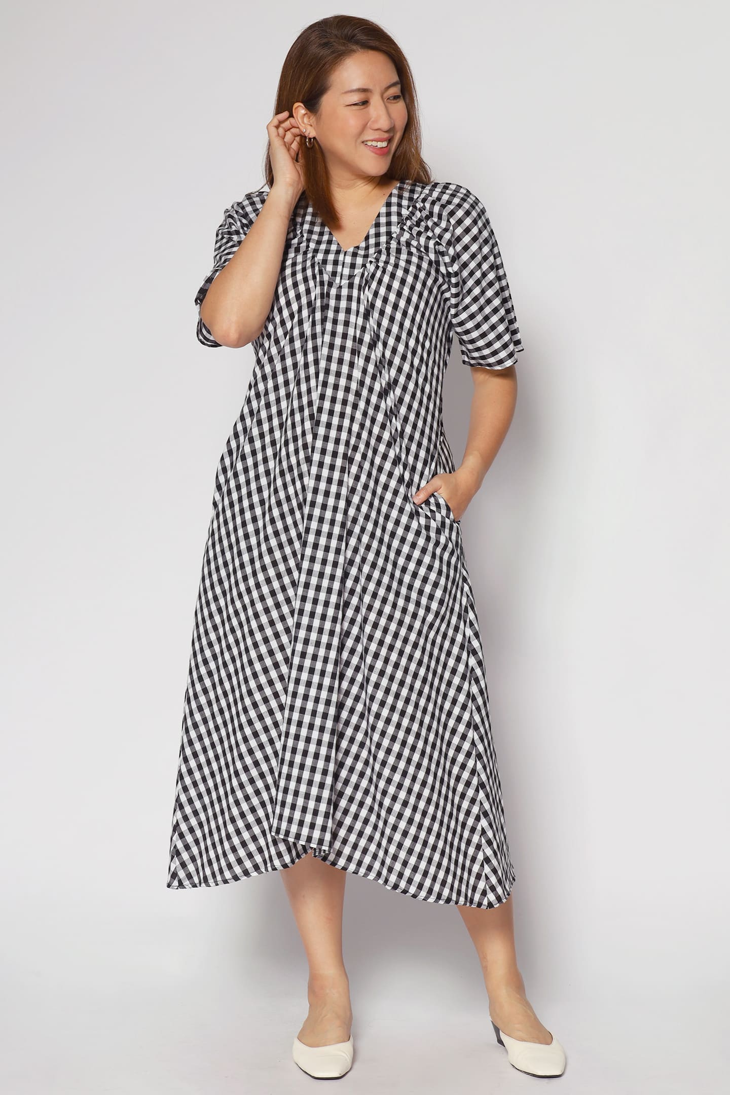 Whitney V Dress in Checkerboard