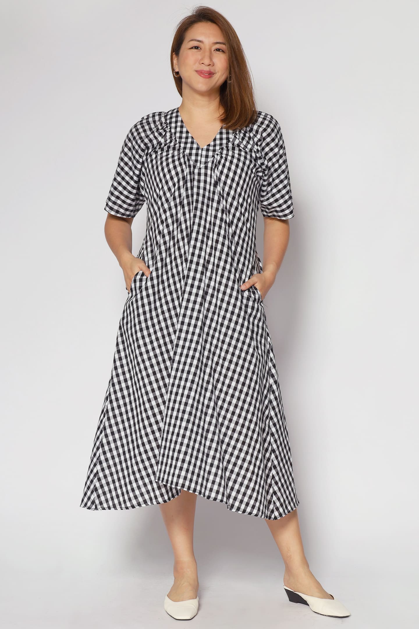 Whitney V Dress in Checkerboard