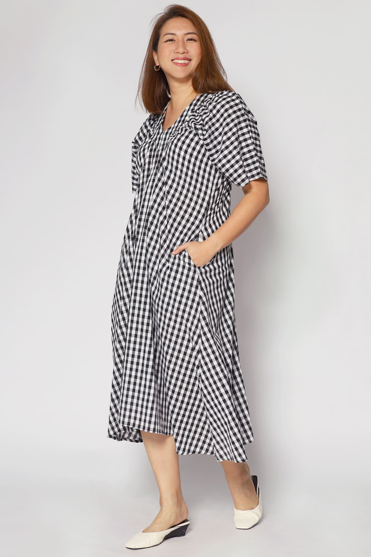 Whitney V Dress in Checkerboard