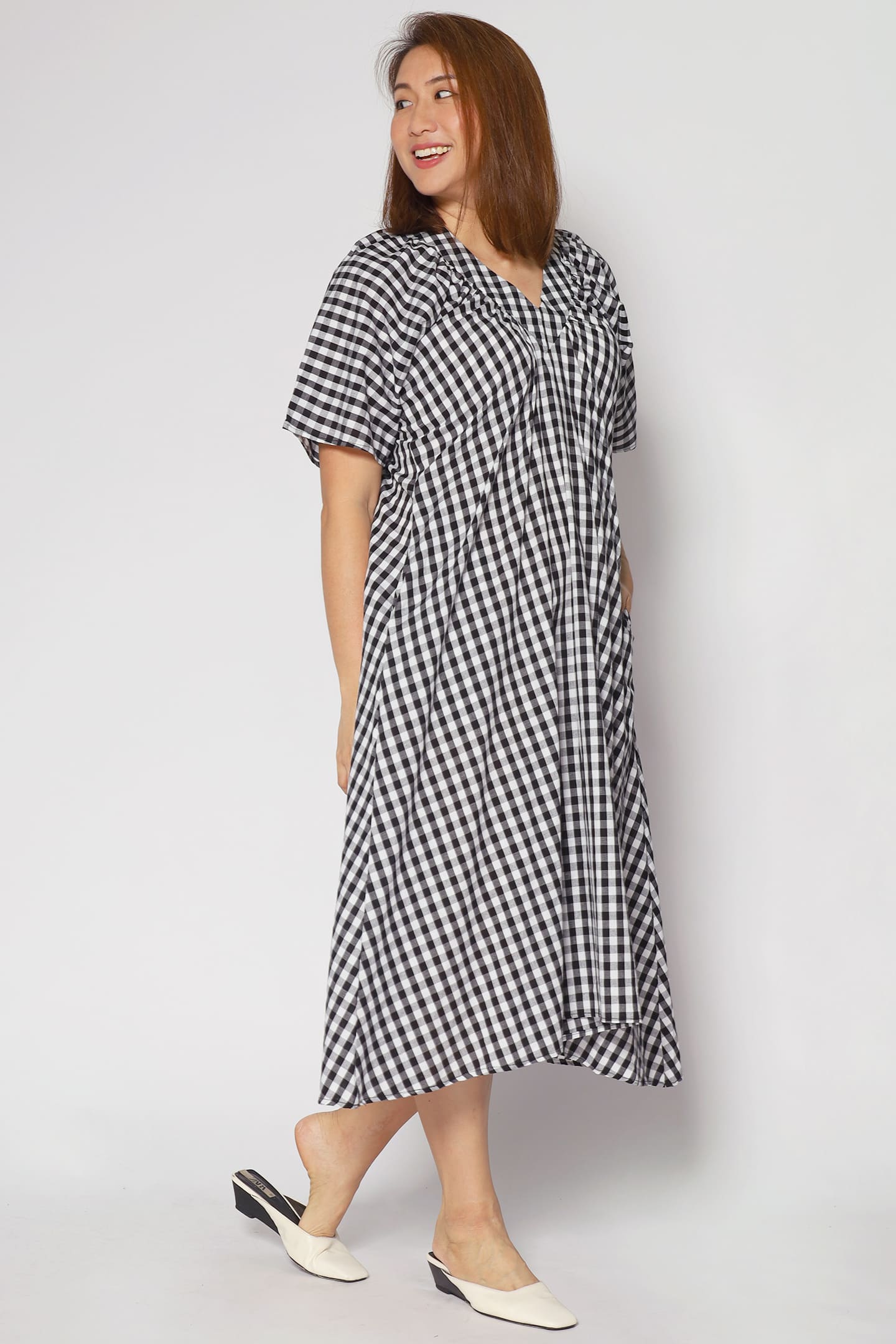 Whitney V Dress in Checkerboard