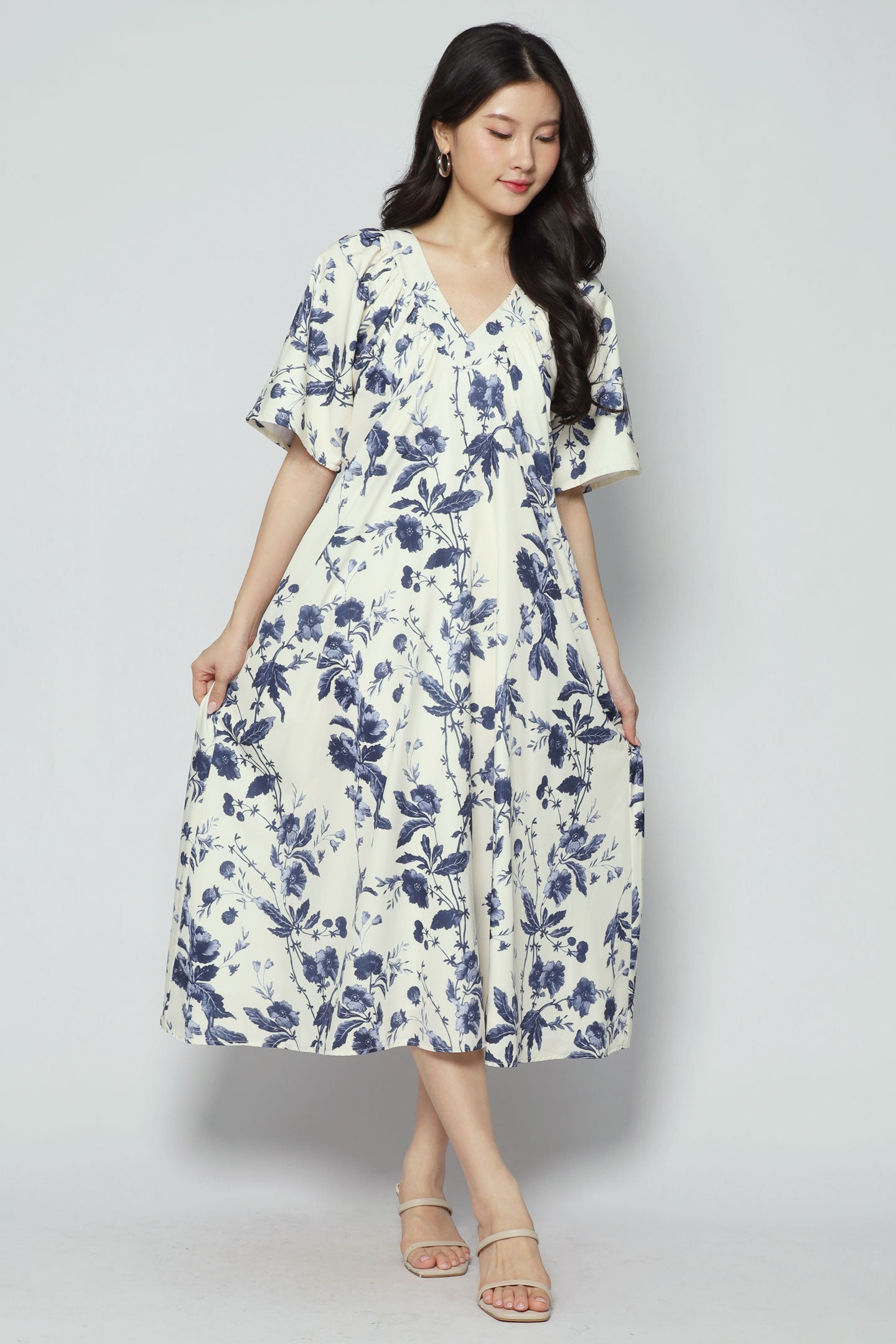 Backorders - Whitney V Dress in Porcelain