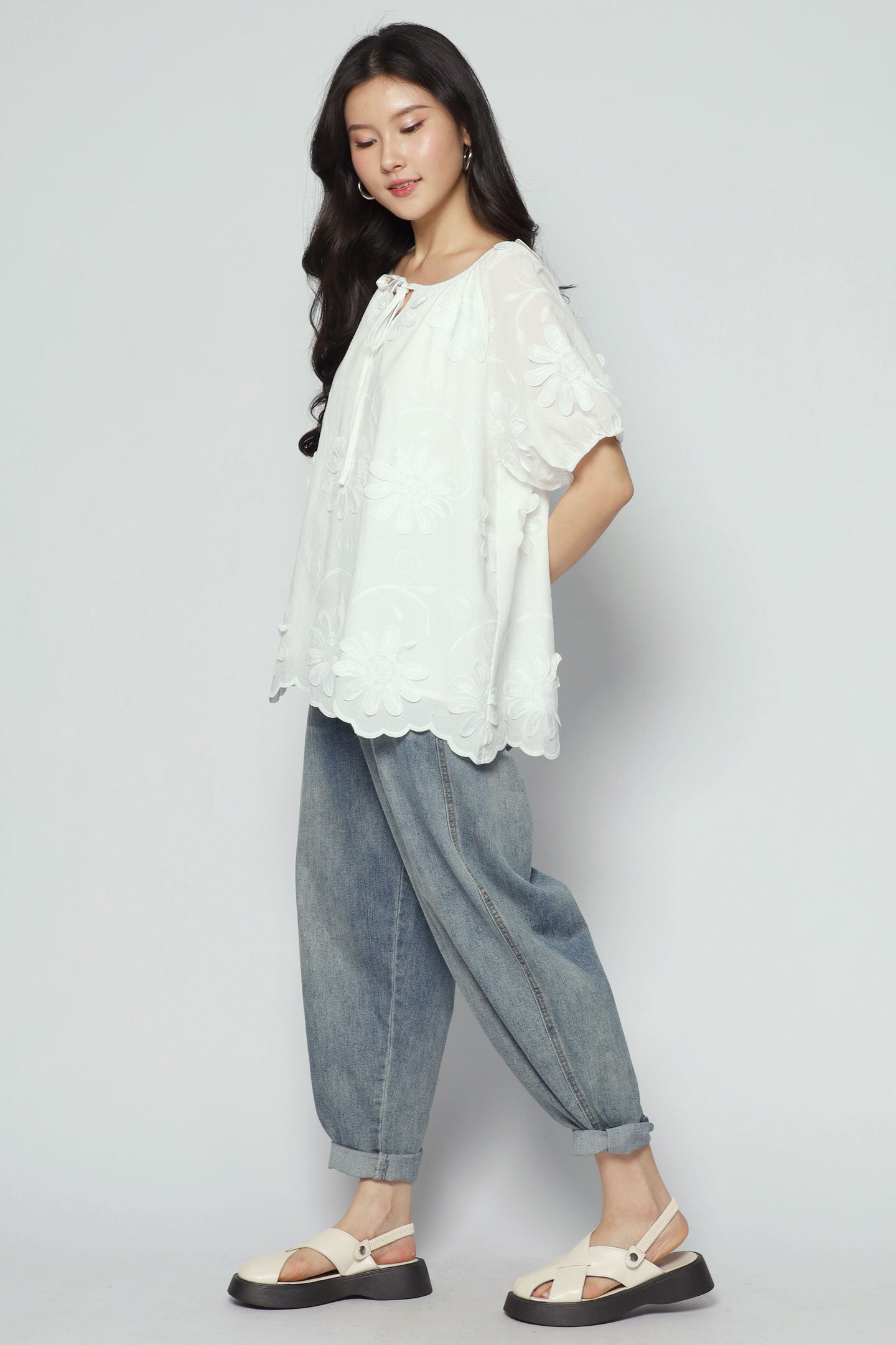 Willa Top in White Crochet